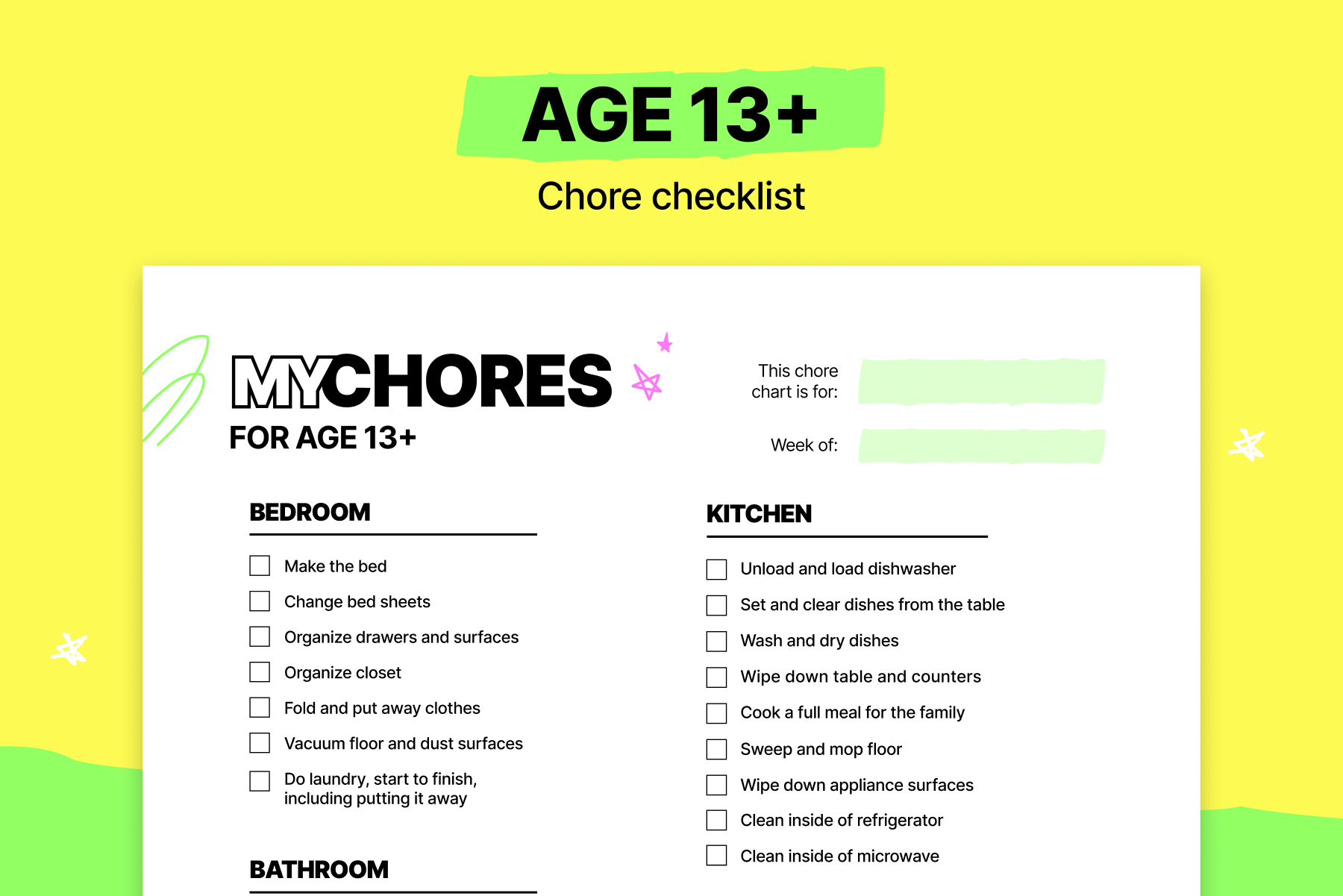 10 Free Printable Chore Charts For Kids 2025 Mydoh Chore Chart For Teens Free Printable That Works For Our Family The Savvy Sparrow