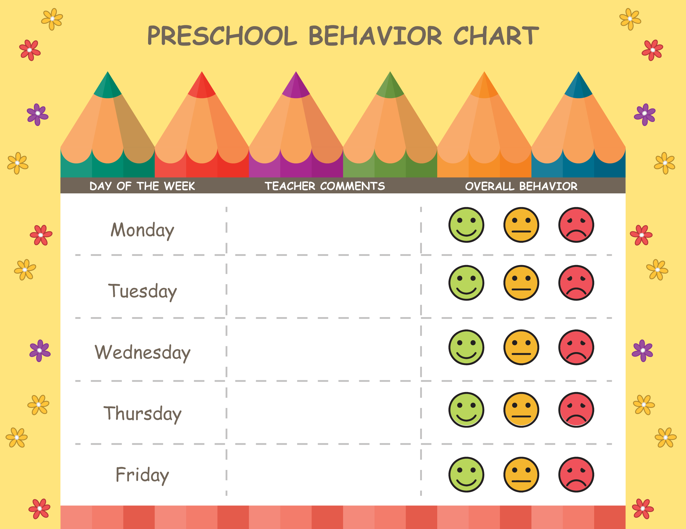12 Free Preschool Behavior Chart Templates 12 Free Preschool Behavior Chart Templates
