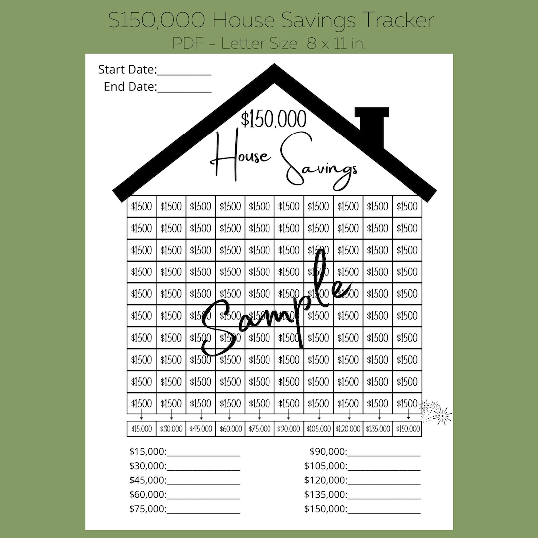 20k House Savings Challenge Home Downpayment Tracker Etsy