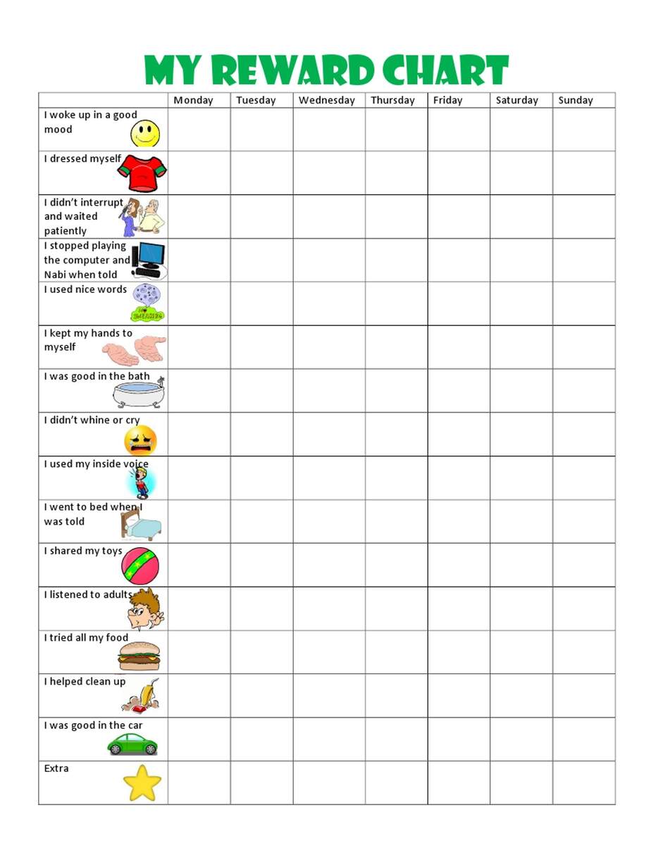 22 Printable Reward Charts For Kids PDF Excel Word