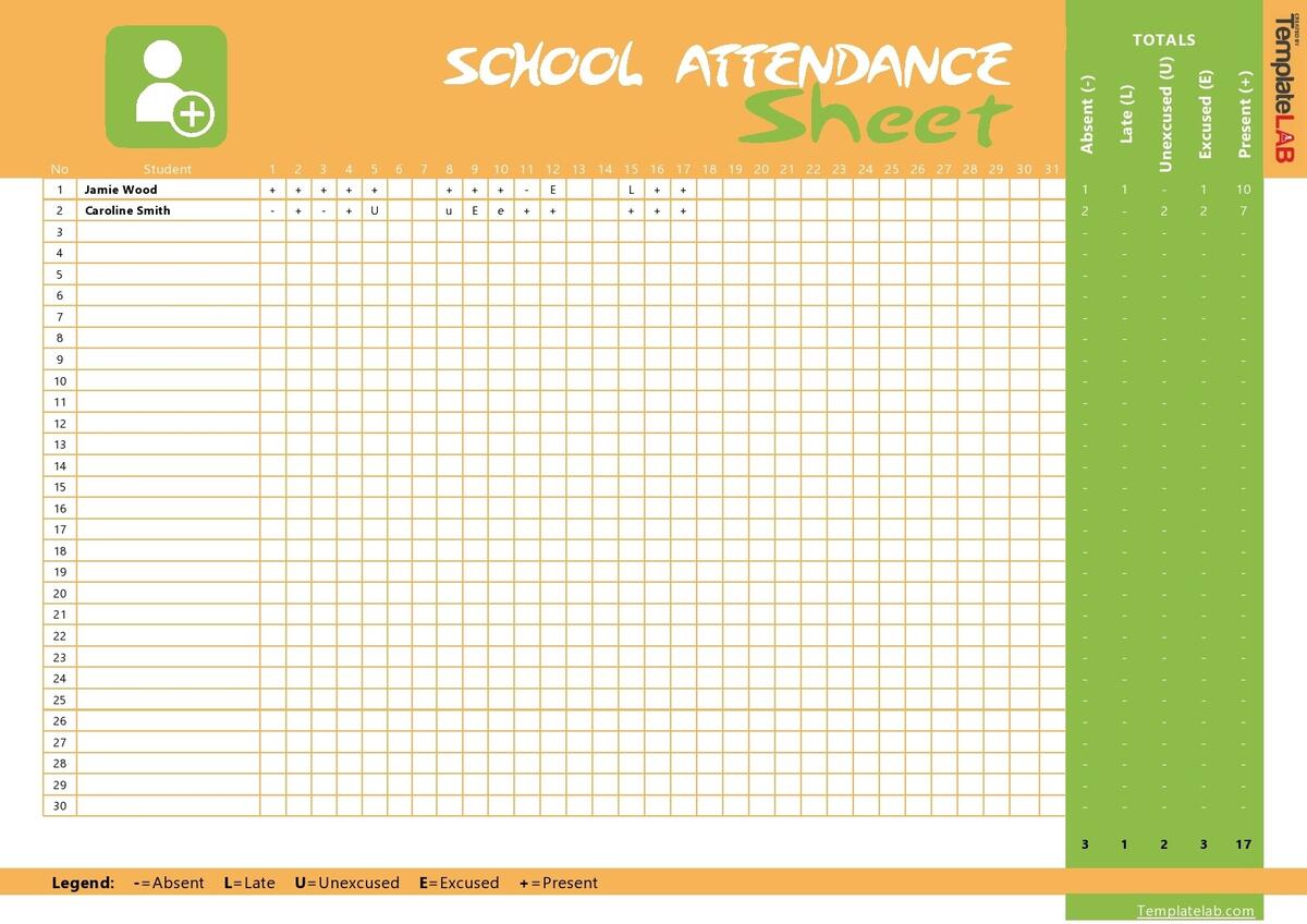 23 Free Printable Attendance Sheet Templates Word Excel