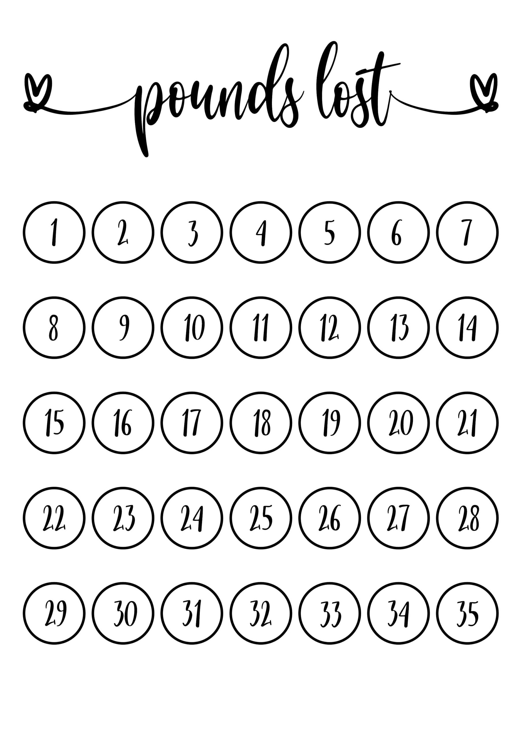 Free Printable 20 100 Pound Weight Loss Trackers