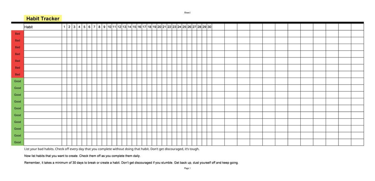 39 Free Habit Tracker Templates Daily Weekly Monthly TemplateLab