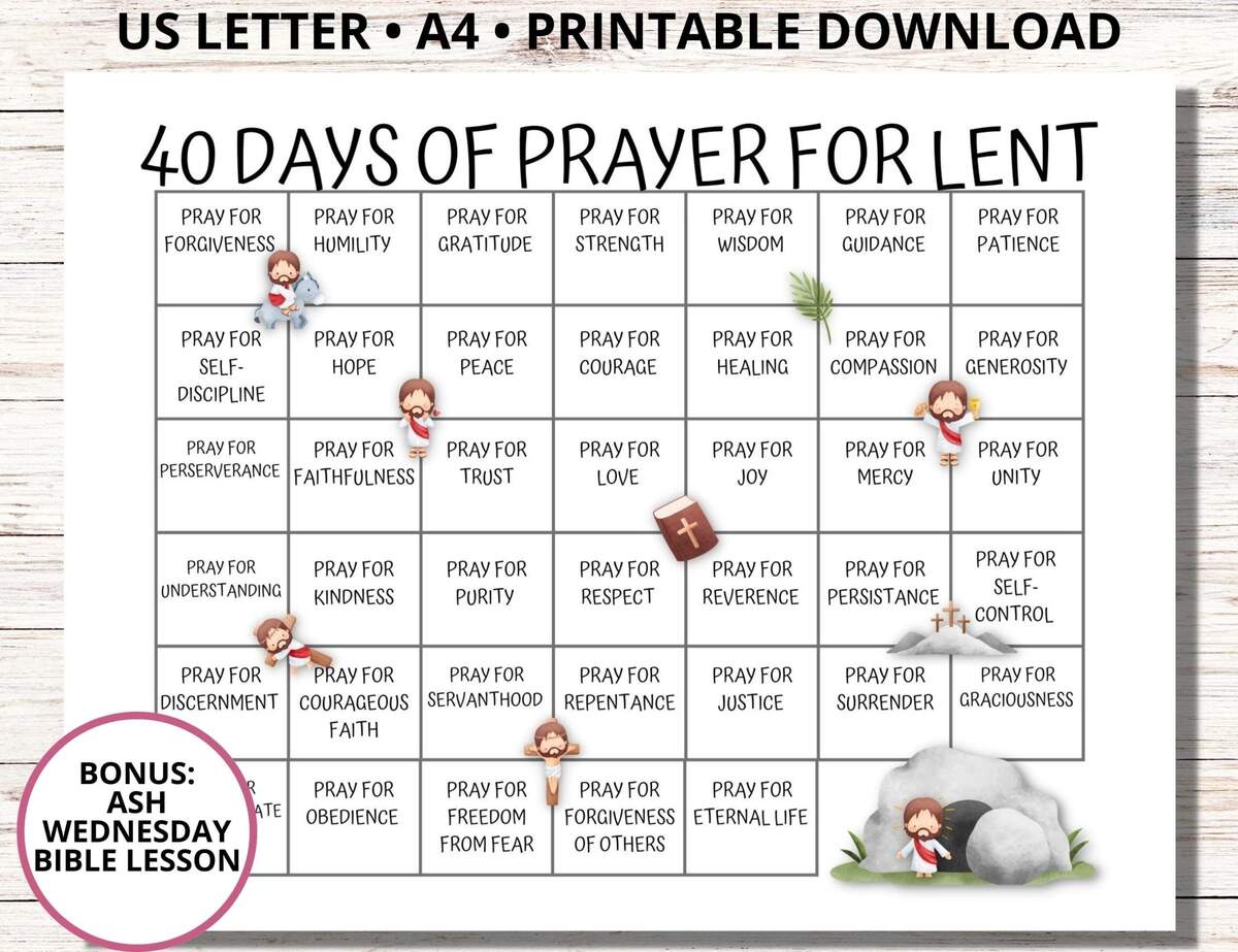 40 Days Of Prayer Lenten Calendar Lent Prayer Calendar For Kids Ash Wednesday Study Daily Prayer For Lent Catholic Christian Families Etsy 40 Days Of Prayer Lenten Calendar Lent Prayer Calendar For Kids Ash Wednesday Study Daily Prayer For Lent Catholic Christian Families Etsy