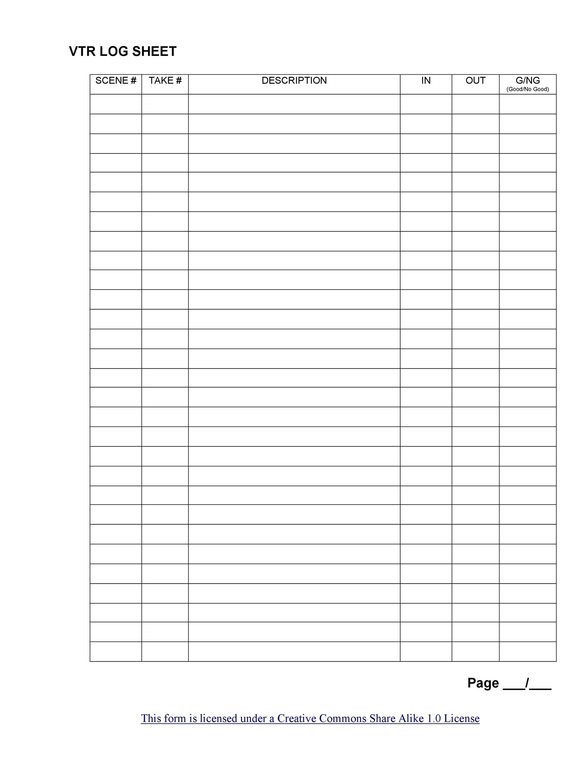 50 Printable Log Sheet Templates Direct Download TemplateLab Log Sheet Template 8 Free PDF Printables Printablee