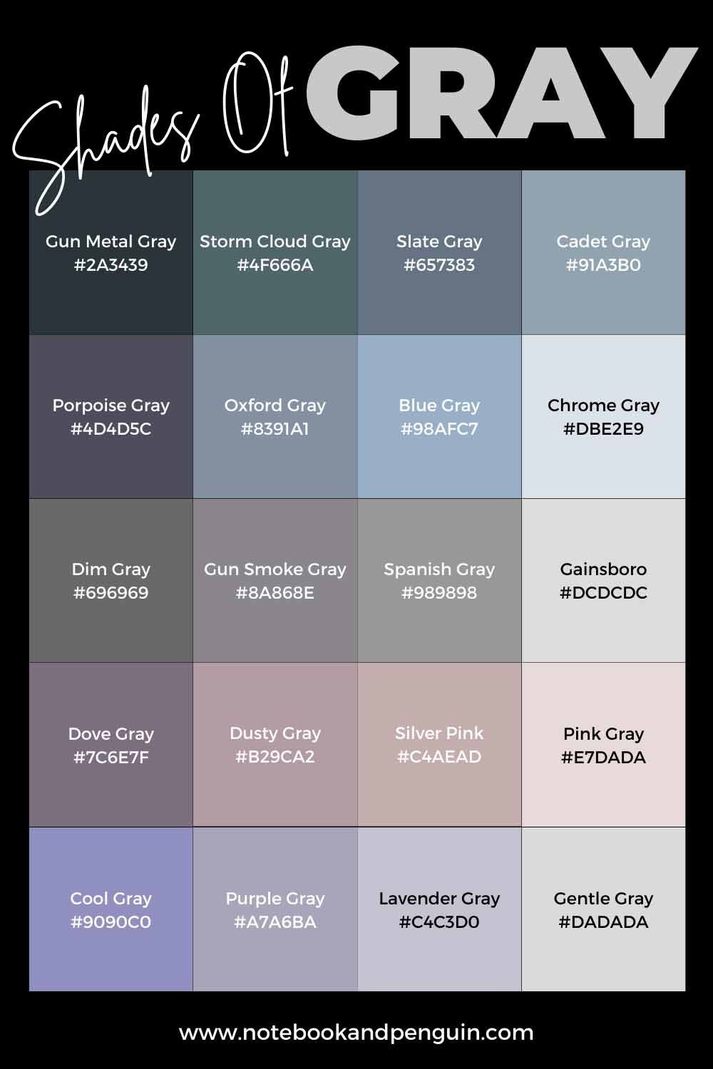 95 Shades Of Grey Hex Codes Color Swatches Included 95 Shades Of Grey Hex Codes Color Swatches Included