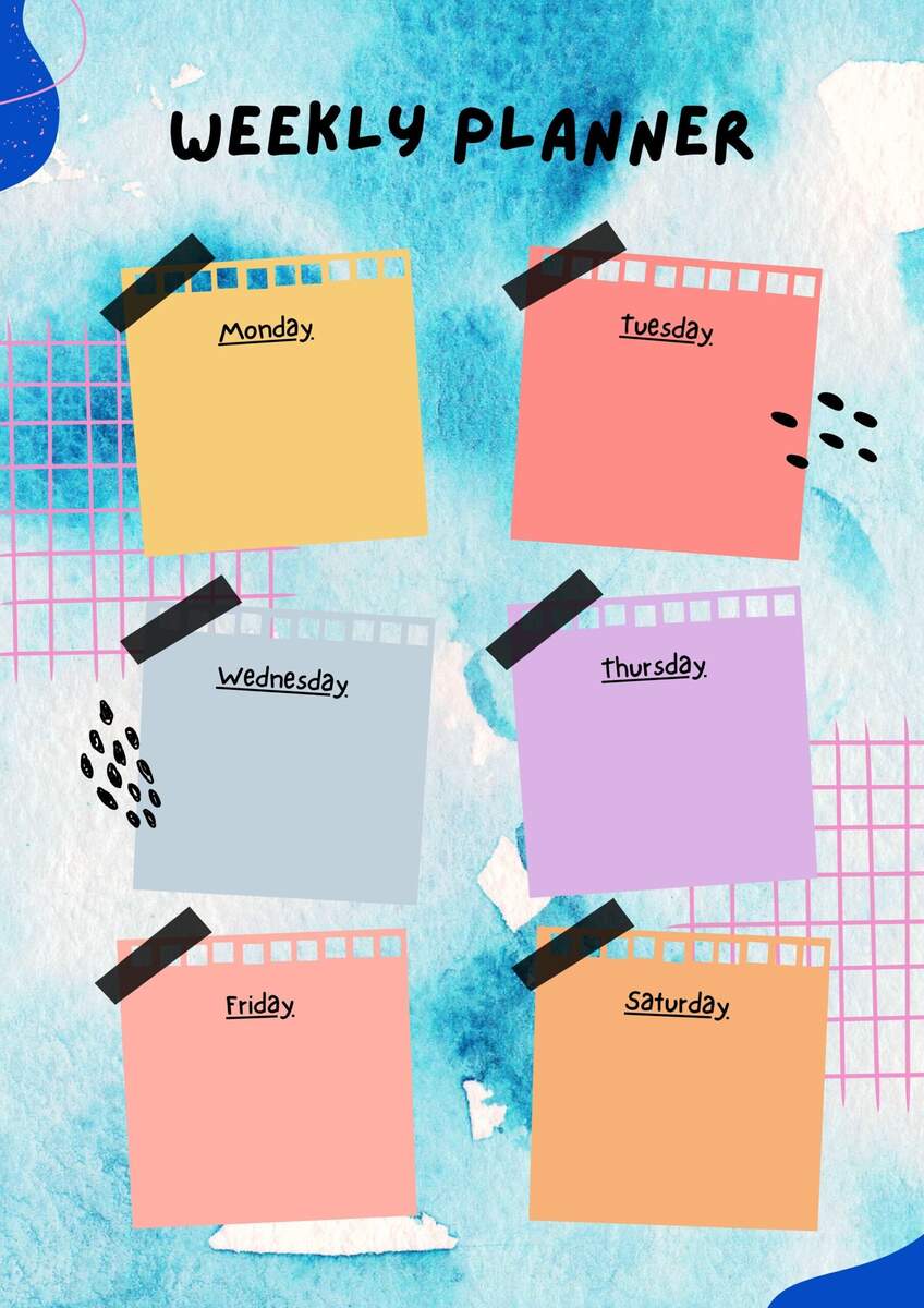 Abstract Weekly Planner Activity School Work Etsy