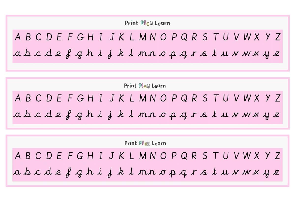 Alphabet Chart Cursive Letting Upper Lower Case Printable Teaching Resources Print Play Learn