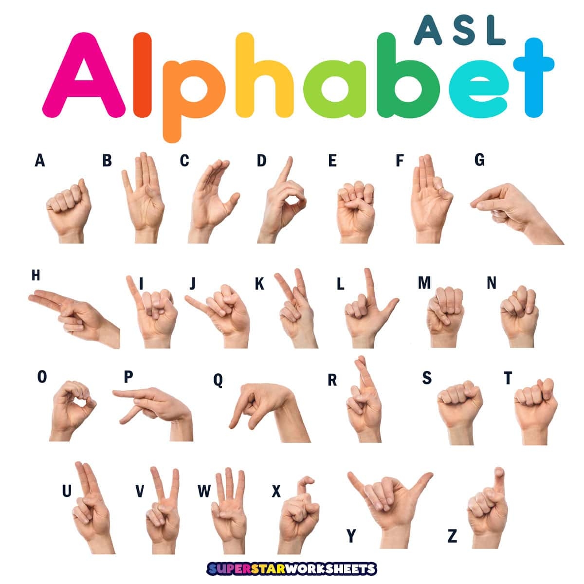 ASL Alphabet Superstar Worksheets ASL Alphabet Superstar Worksheets
