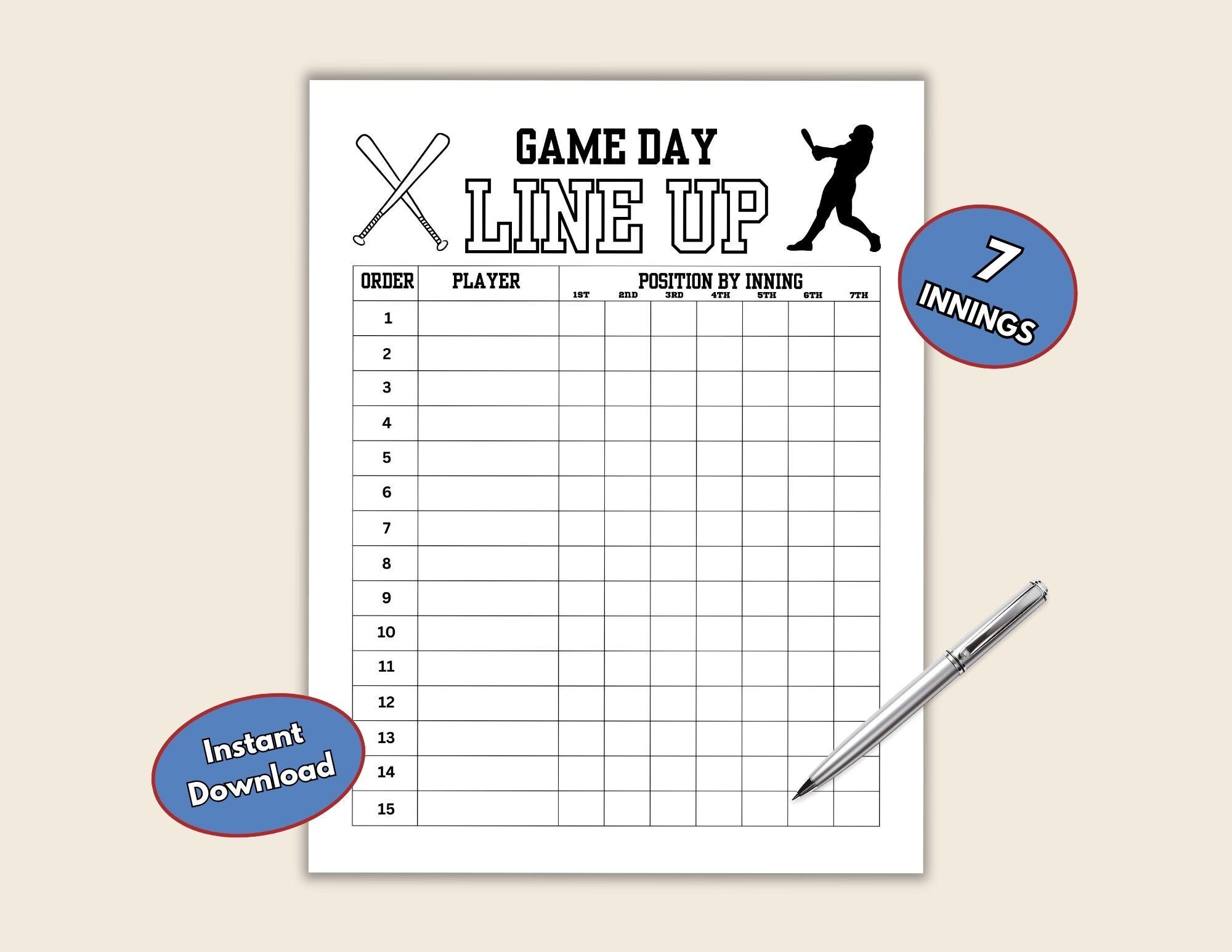 Baseball Depth Chart Etsy
