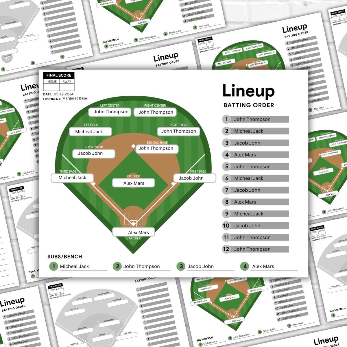 Baseball Depth Chart Etsy