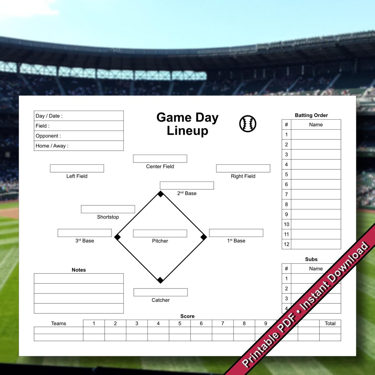 Baseball Game Day Lineup Form Printable PDF Instant Digital Download Etsy Baseball Game Day Lineup Form Printable PDF Instant Digital Download Etsy