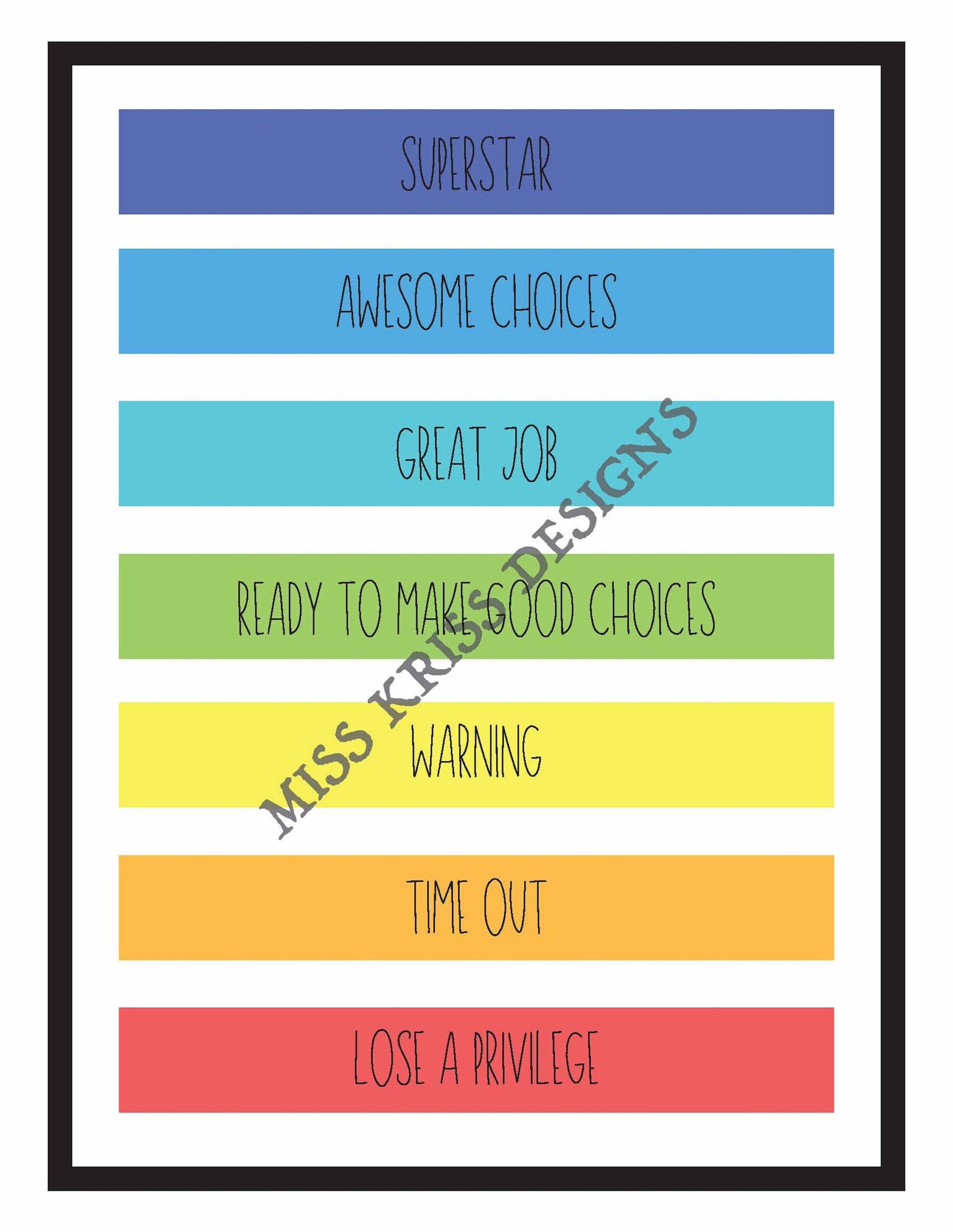 Behavior Chart For Children Printable Etsy Behavior Chart For Children Printable Etsy