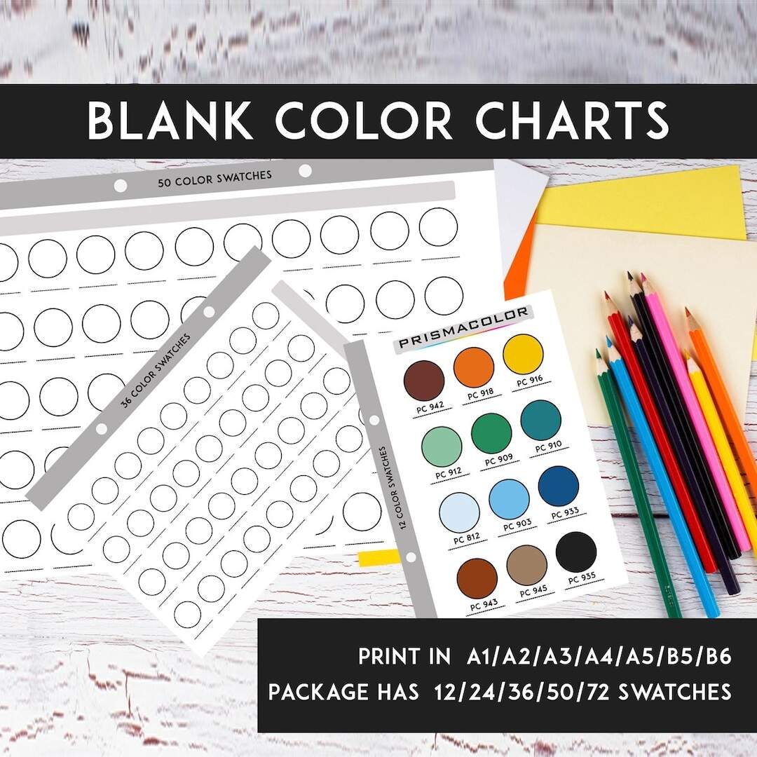 Blank Color Swatch Charts Printable Cards And Displays Etsy