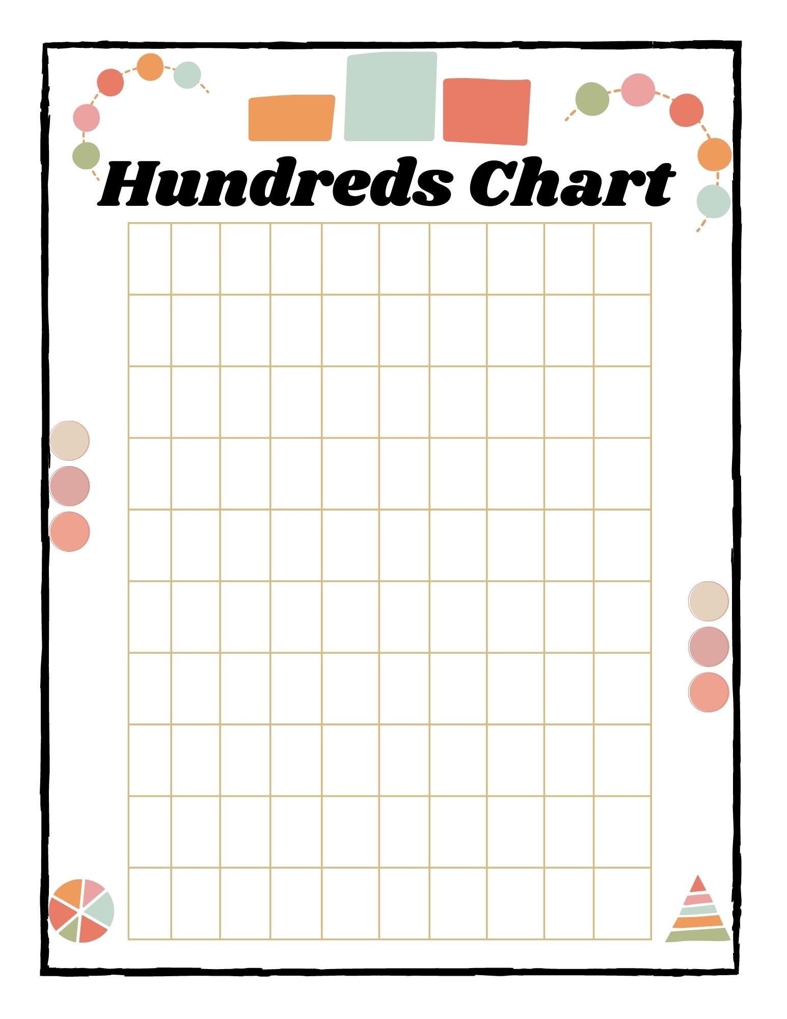 Blank Hundreds Chart Math Digital Printable Etsy Finland