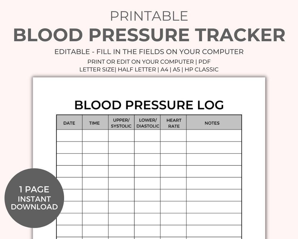 Monthly Blood Pressure Chart Template In Illustrator PDF Download Template