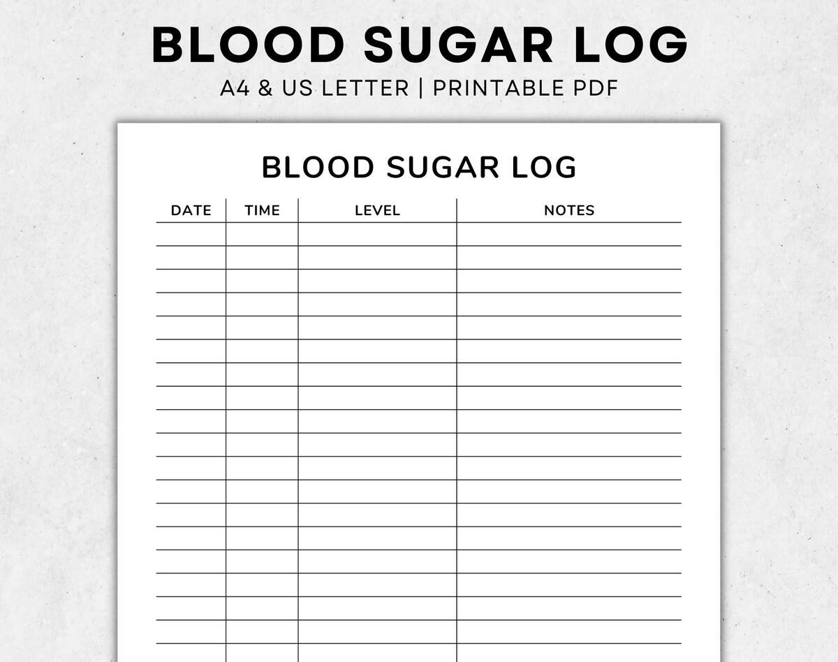 Blood Sugar Log Printable Template Blood Sugar Tracker Diabetic Log Blood Glucose Log Blood Glucose Tracker A4 Letter Etsy Israel