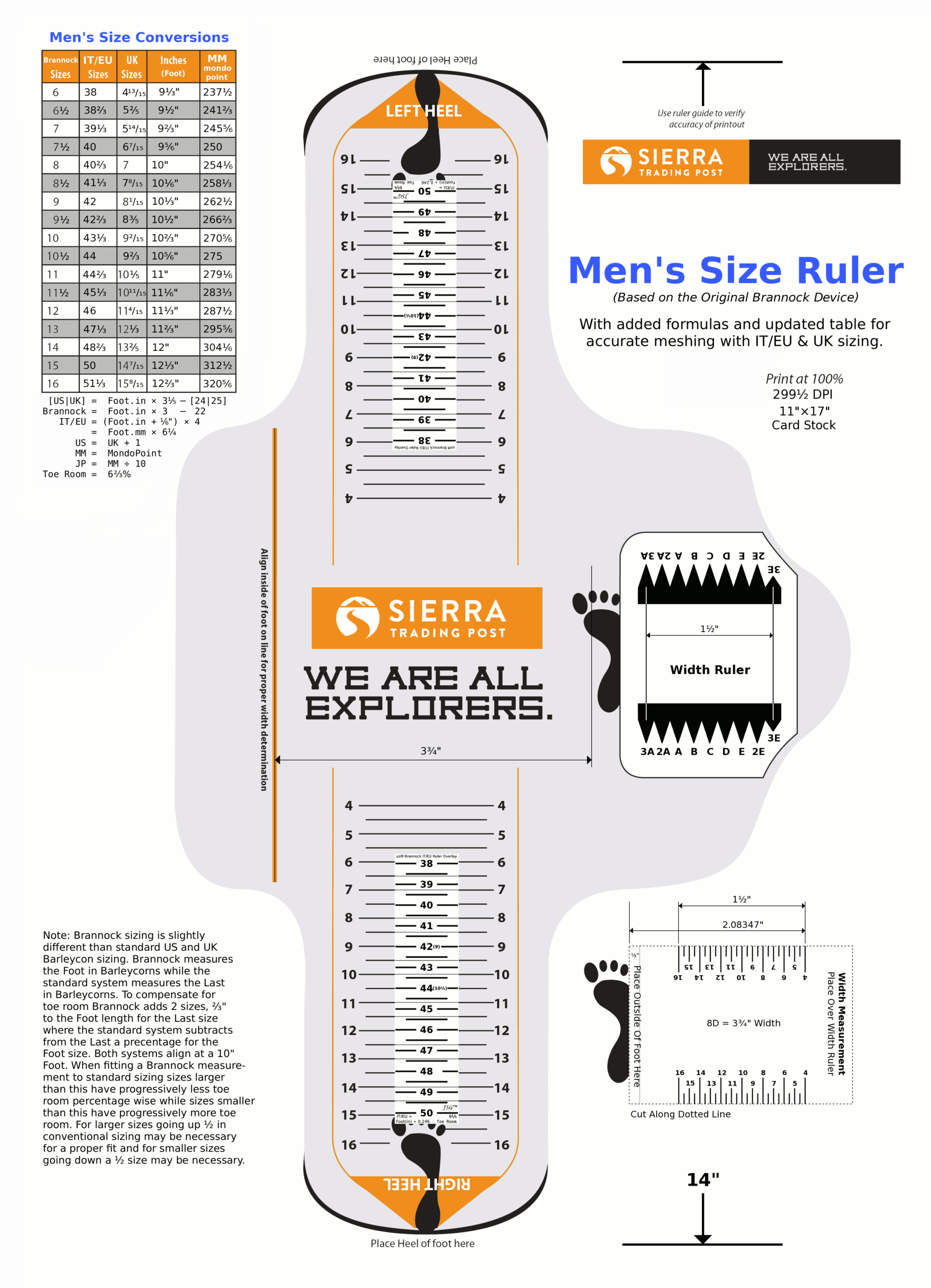 Brannock Device Size Chart Brannock Device Size Chart