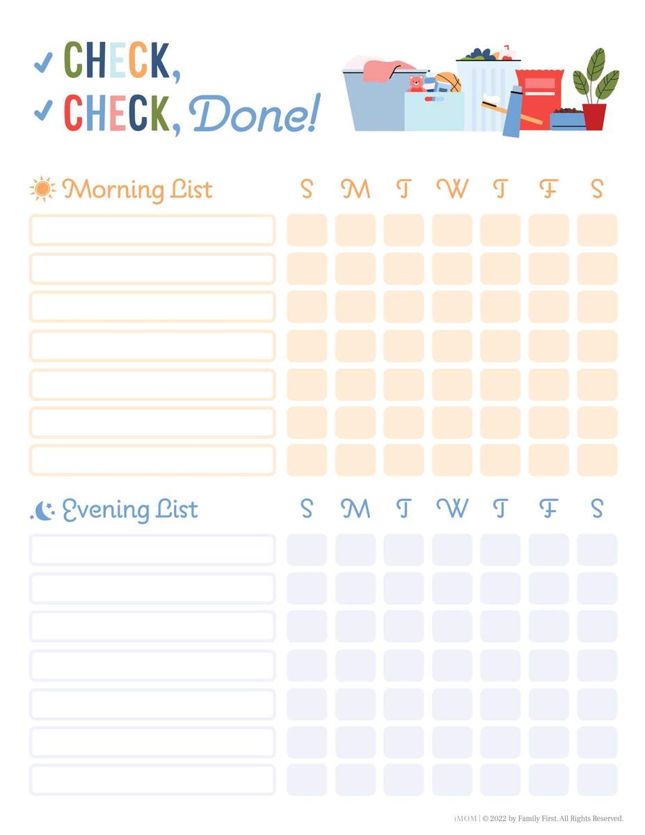 Check Check Done Checklist For Kids Printable Template Free Printable Chore Charts For Kids Over 30 Fun Designs World Of Printables