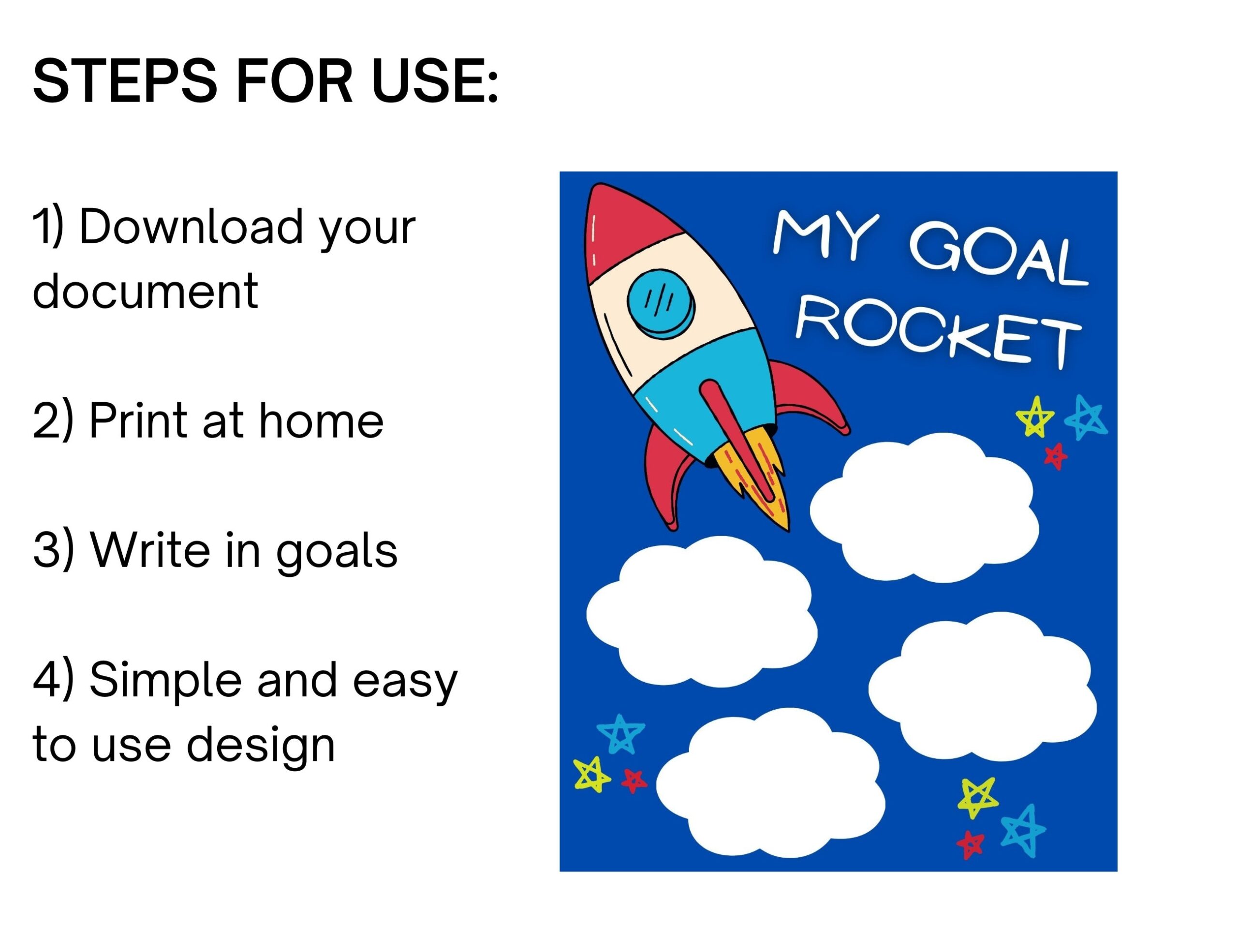 Children s Goal Rocket Printable Etsy