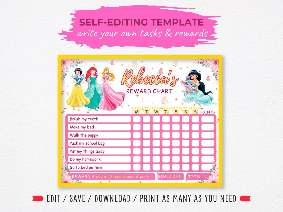 Cinderella Sticker Chart Etsy Cinderella Sticker Chart Etsy