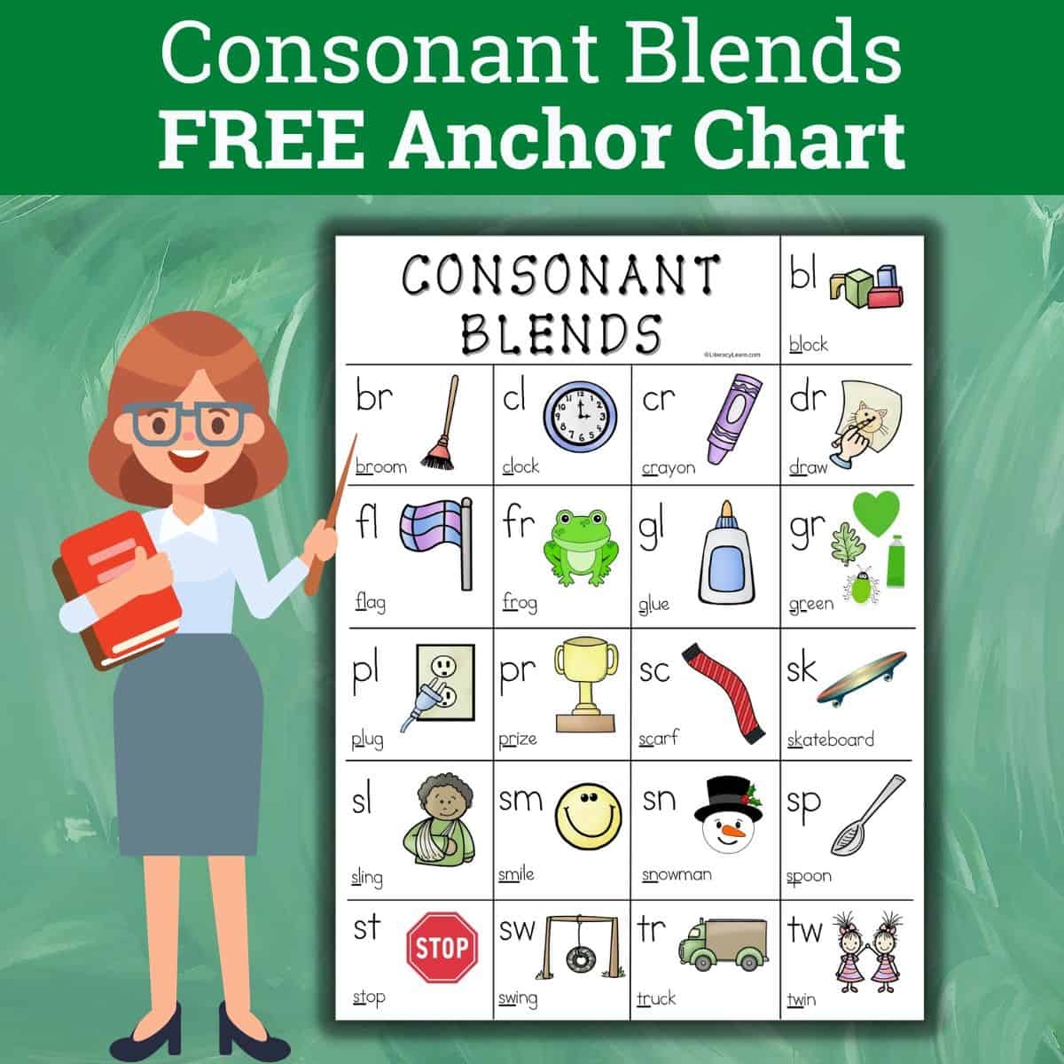 Colorful Consonant Blends Anchor Chart Free Printable Literacy Learn Beginning Blends Chart Etsy Sweden