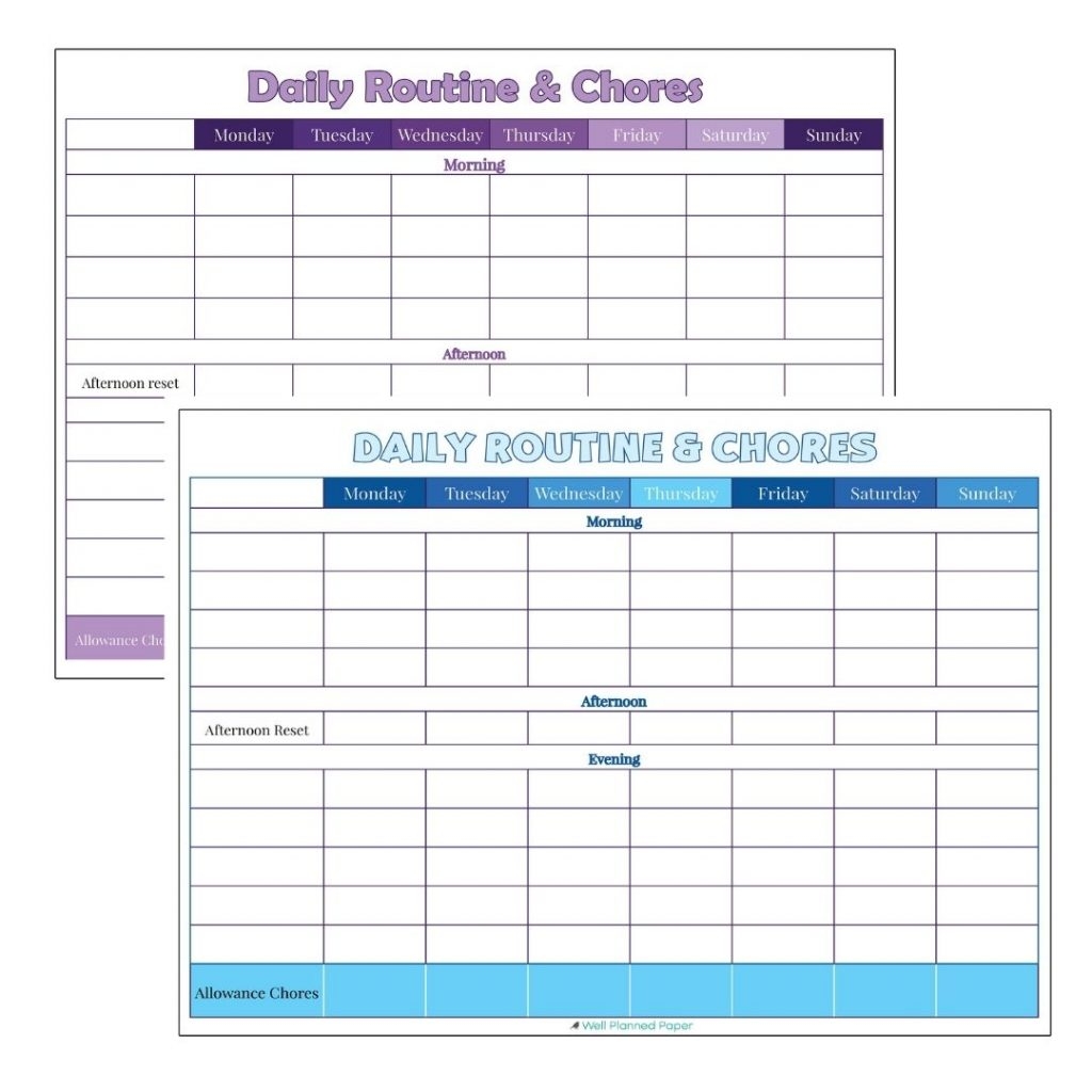 Creating A Daily Routine For Kids Well Planned Paper