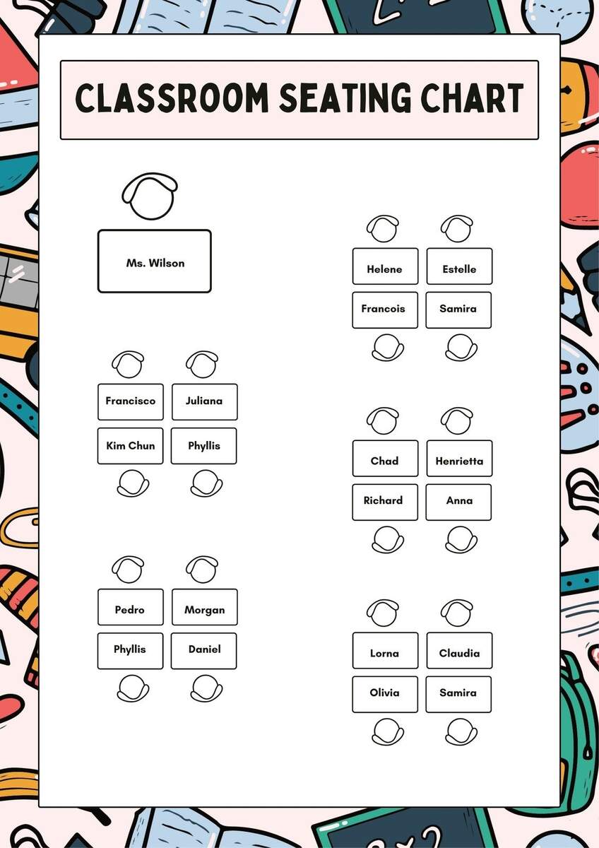Customize 83 Classroom Seating Charts Templates Online Canva 40 Perfect Classroom Seating Charts Map Templates