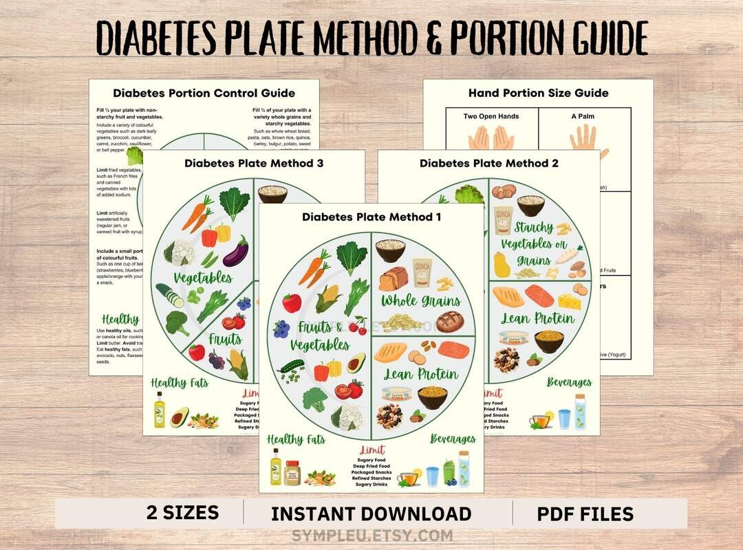 Diabetes Plate Method Hand Portion Size Guide Diabetic Food List Portion Control Diabetic Meal Plan Diabetic Food Chart Portion Plates Etsy