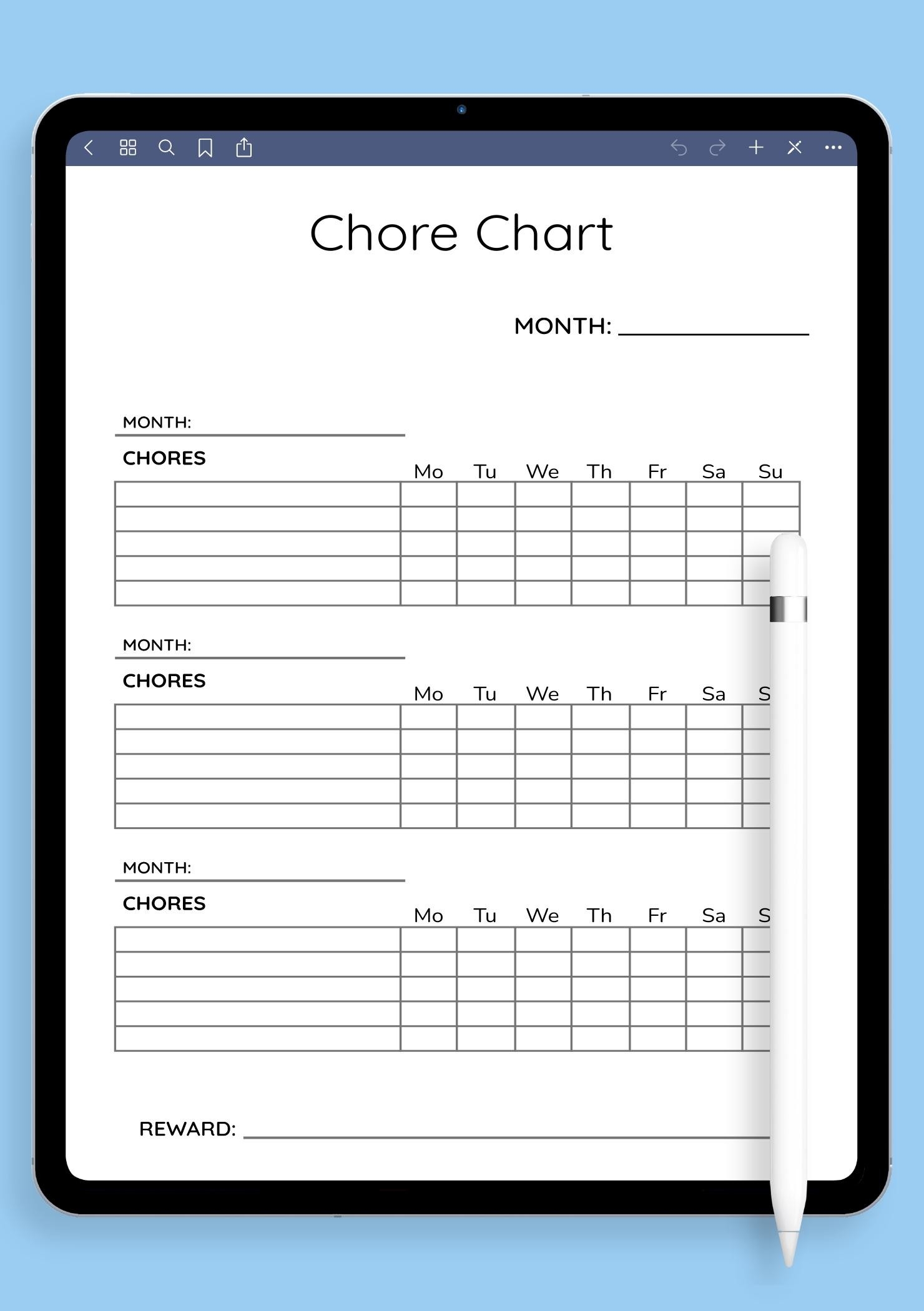 Download Printable Simple Monthly Chore Chart Template PDF Free And Customizable Chore Templates