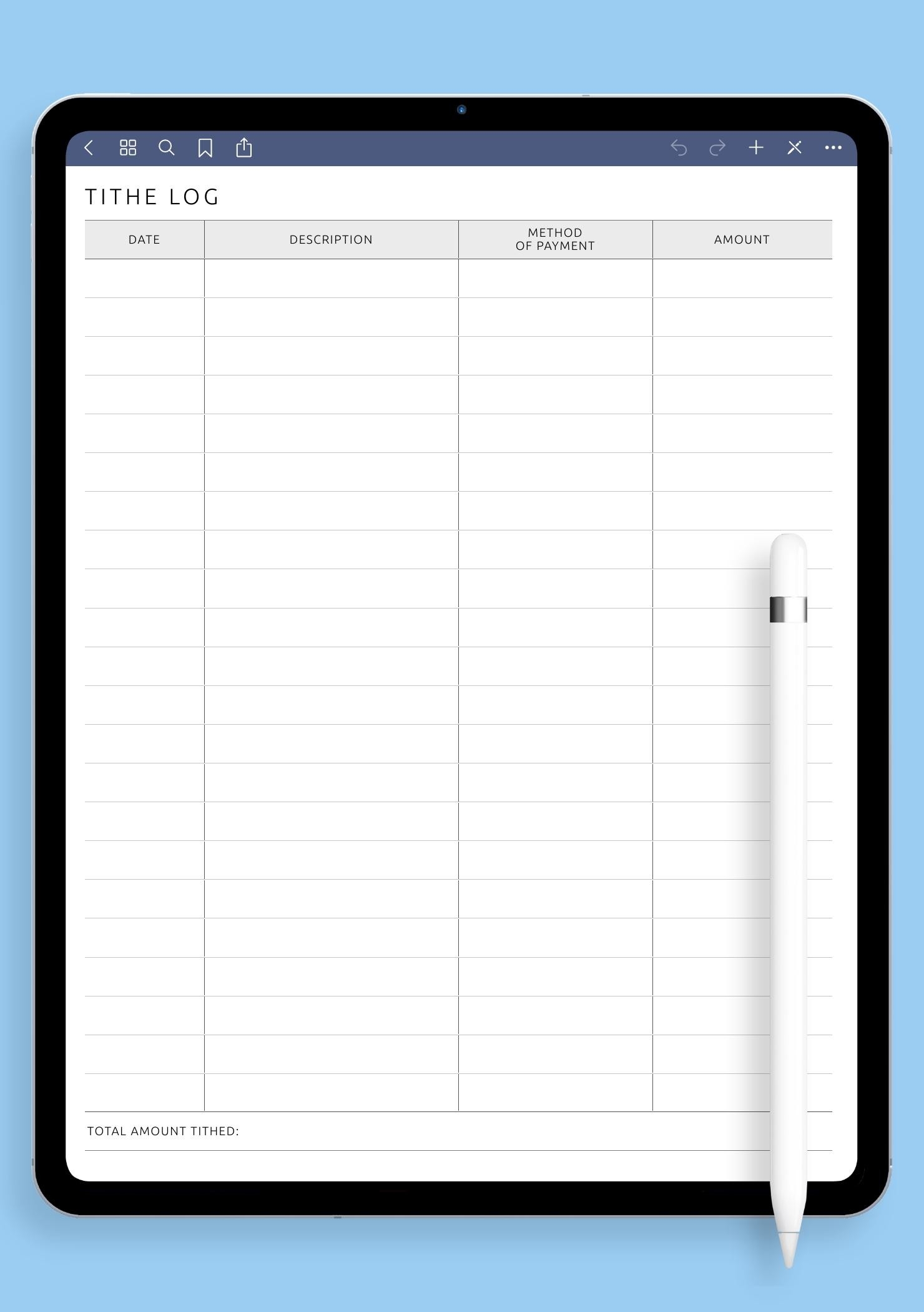 Download Printable Tithe Log Template PDF Download Printable Tithe Log Template PDF