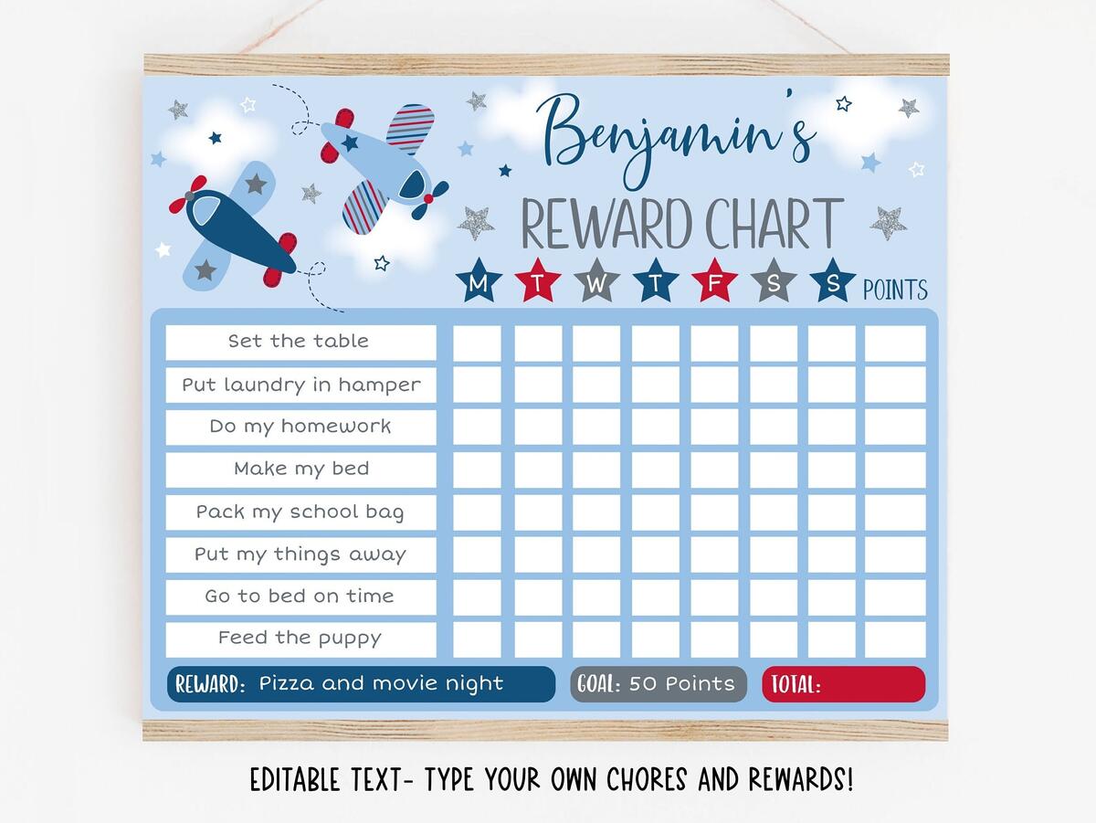 EDITABLE Airplane Reward Chart Airplane Chore Chart Airplane Behavior Chart Boy Printable Digital Instant Download Template A337 Etsy Denmark