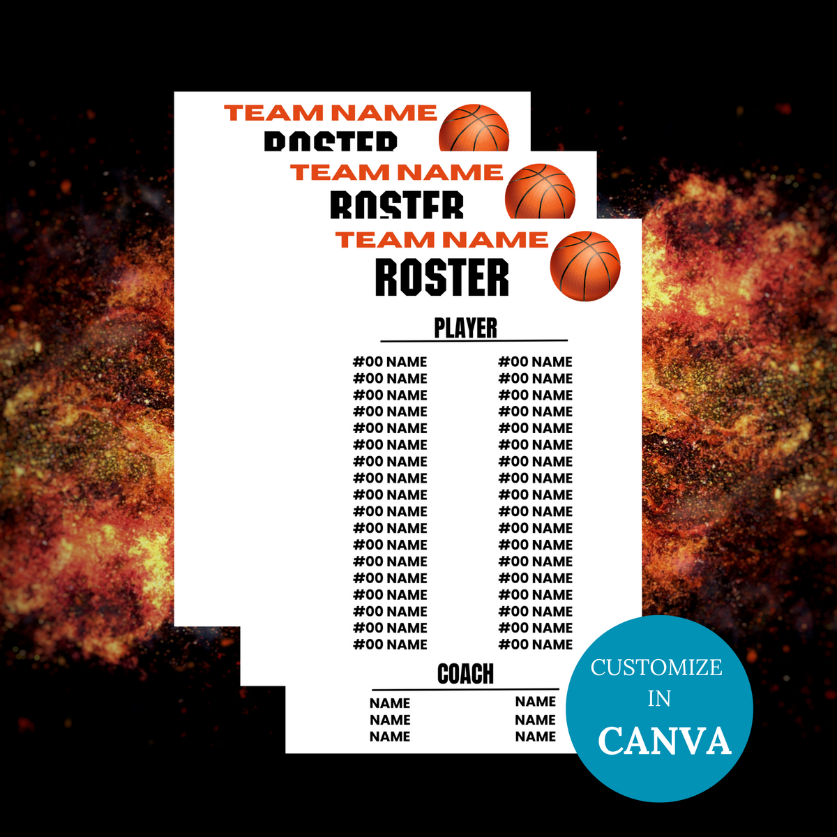Editable Basketball Team Roster Card Pdf Printable Editable Basketball Team Roster Card Pdf Printable