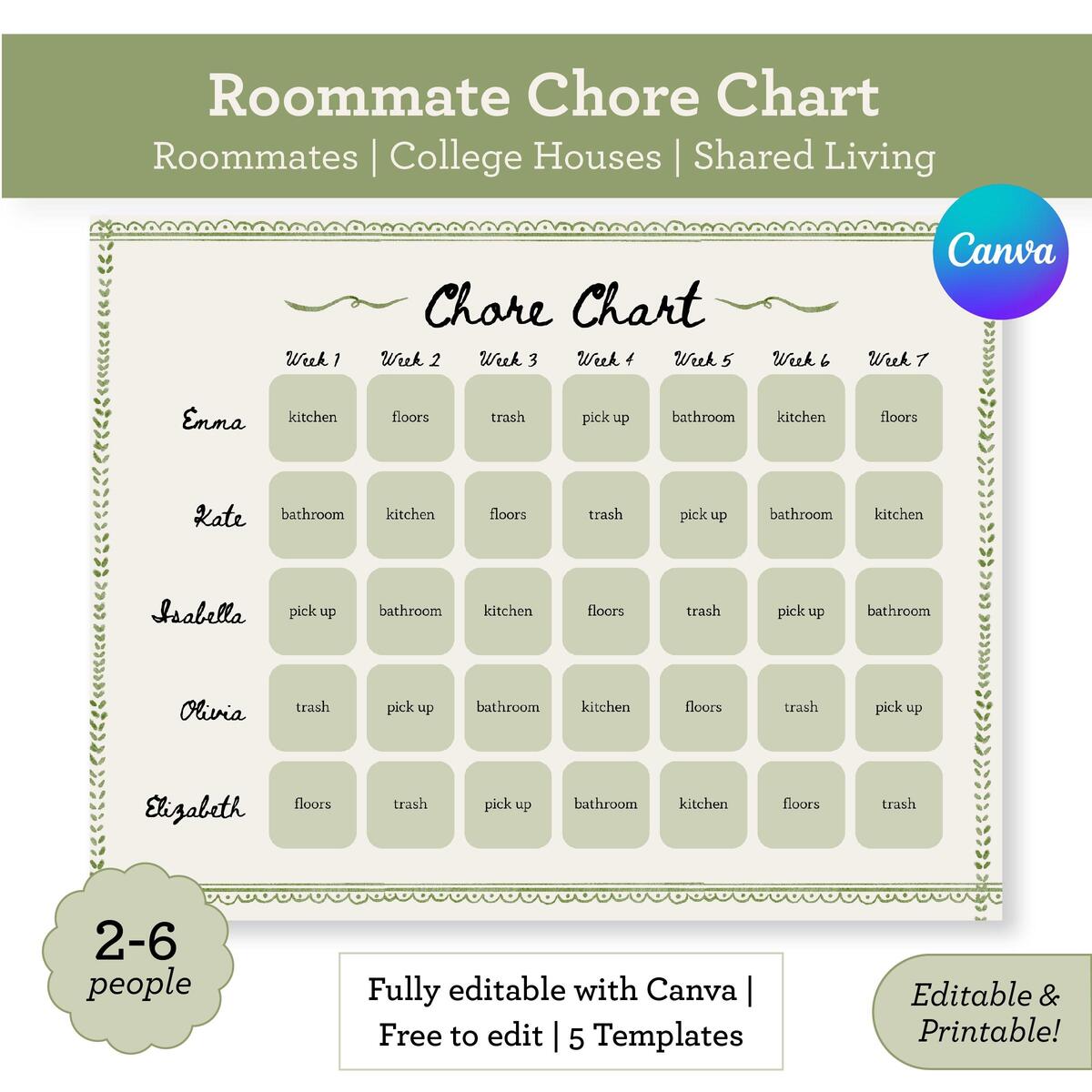 Editable Roommate Chore Chart College Apartment Cleaning Schedule Canva Template PDF Printable Etsy Editable Roommate Chore Chart College Apartment Cleaning Schedule Canva Template PDF Printable Etsy