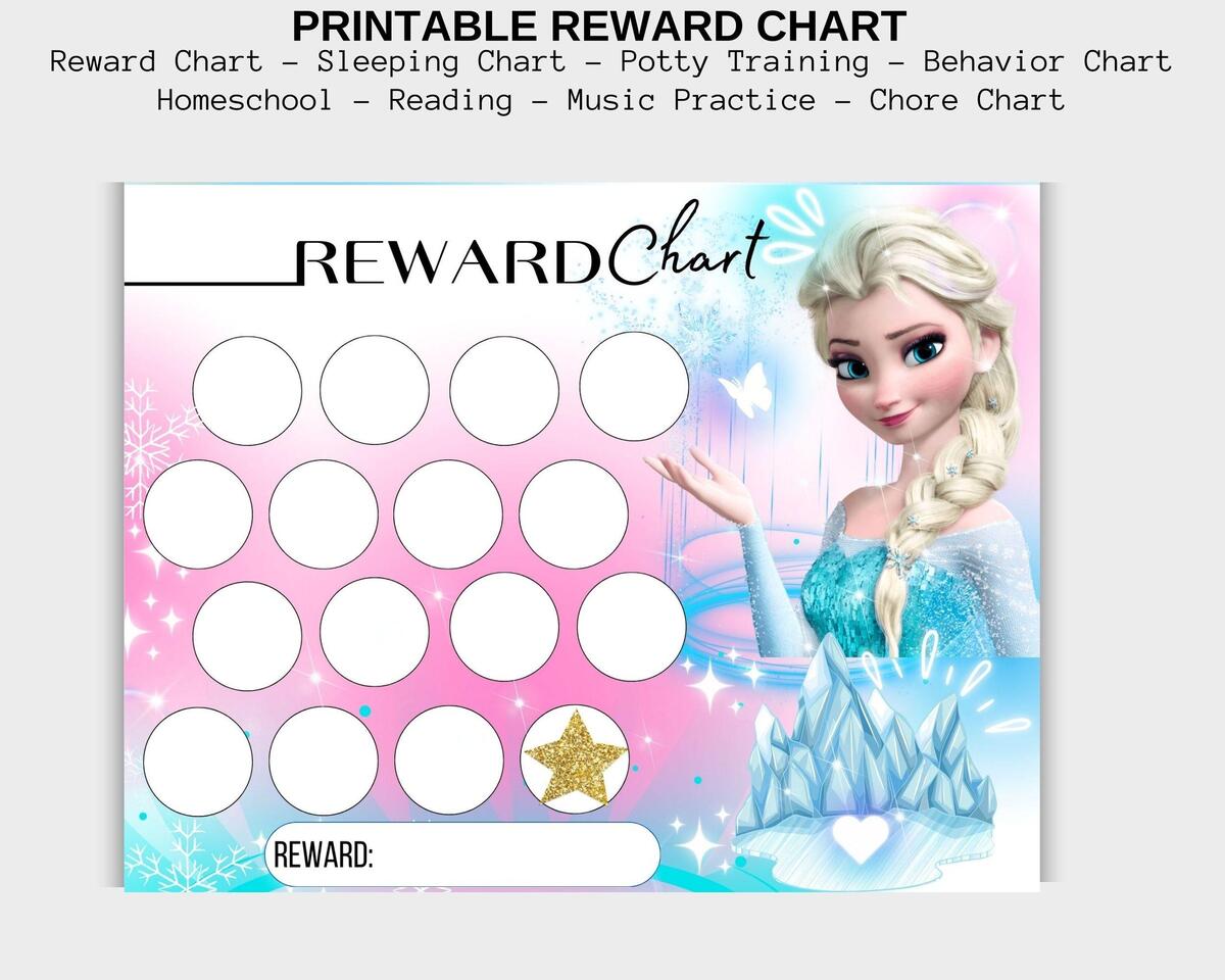 Elsa Reward Chart Frozen Princess Potty Training Chore Routine Tracker Digital Download Etsy