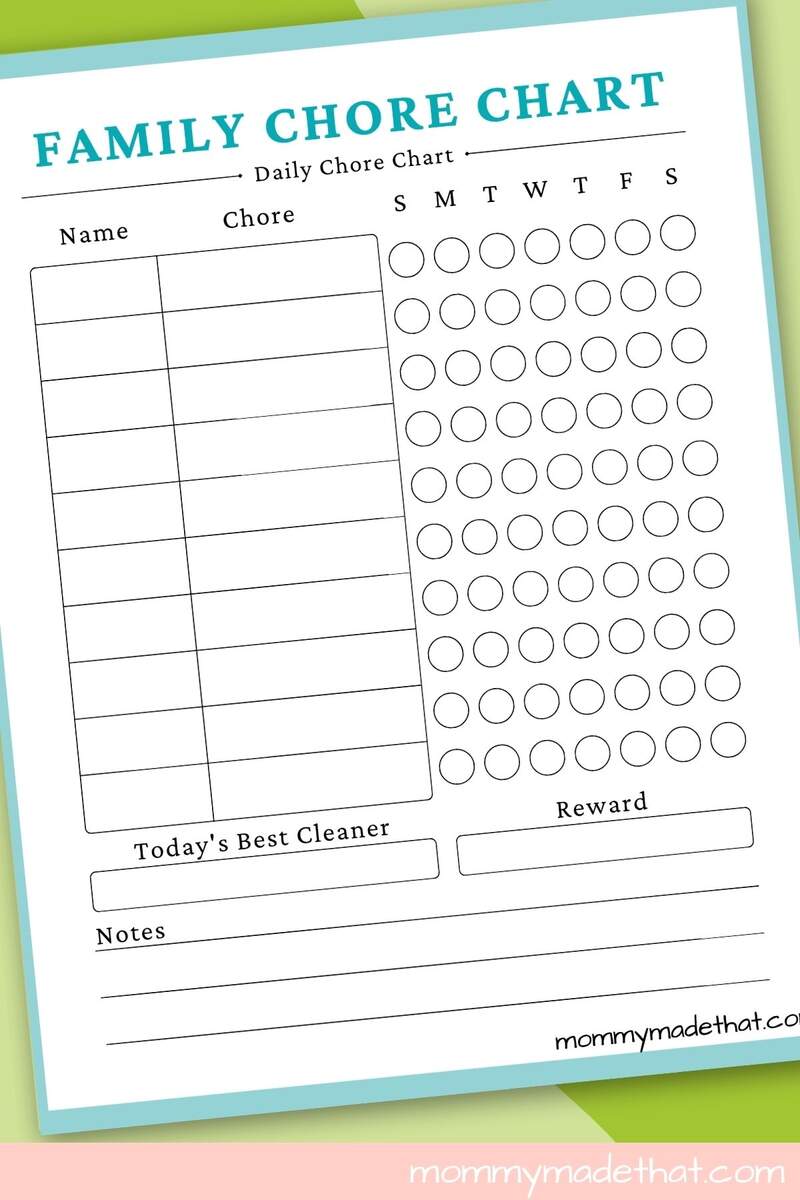 Family Chore Charts Free Printable Templates