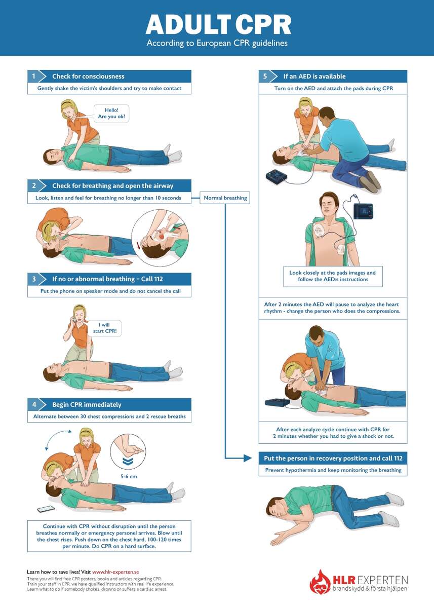 Free CPR Steps Poster Learn How To Do Adult And Child CPR