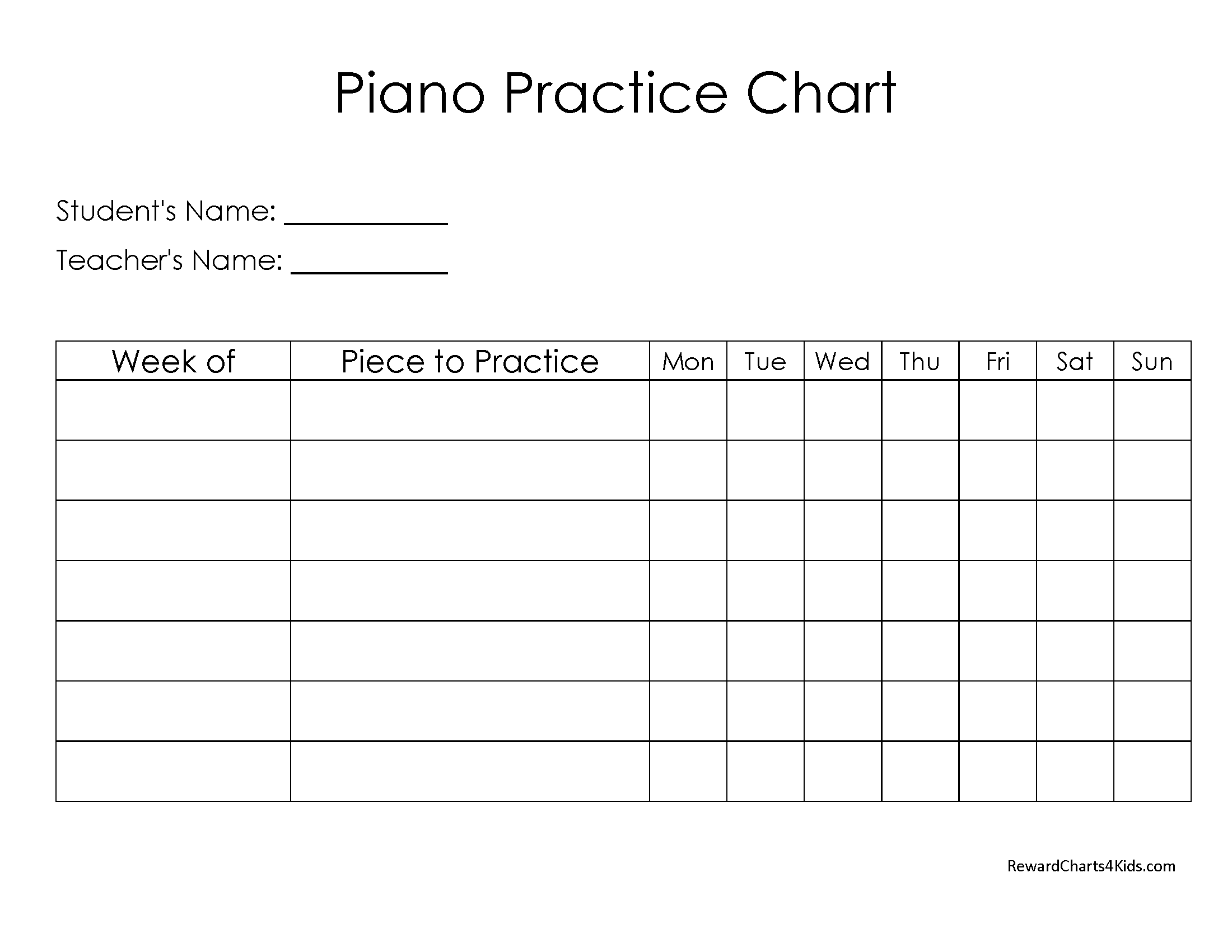 Printable Piano Reward Chart Music Reward Chart Piano Practice Chart Music Practice Piano Sticker Chart Preschool Piano Reward Chart Etsy
