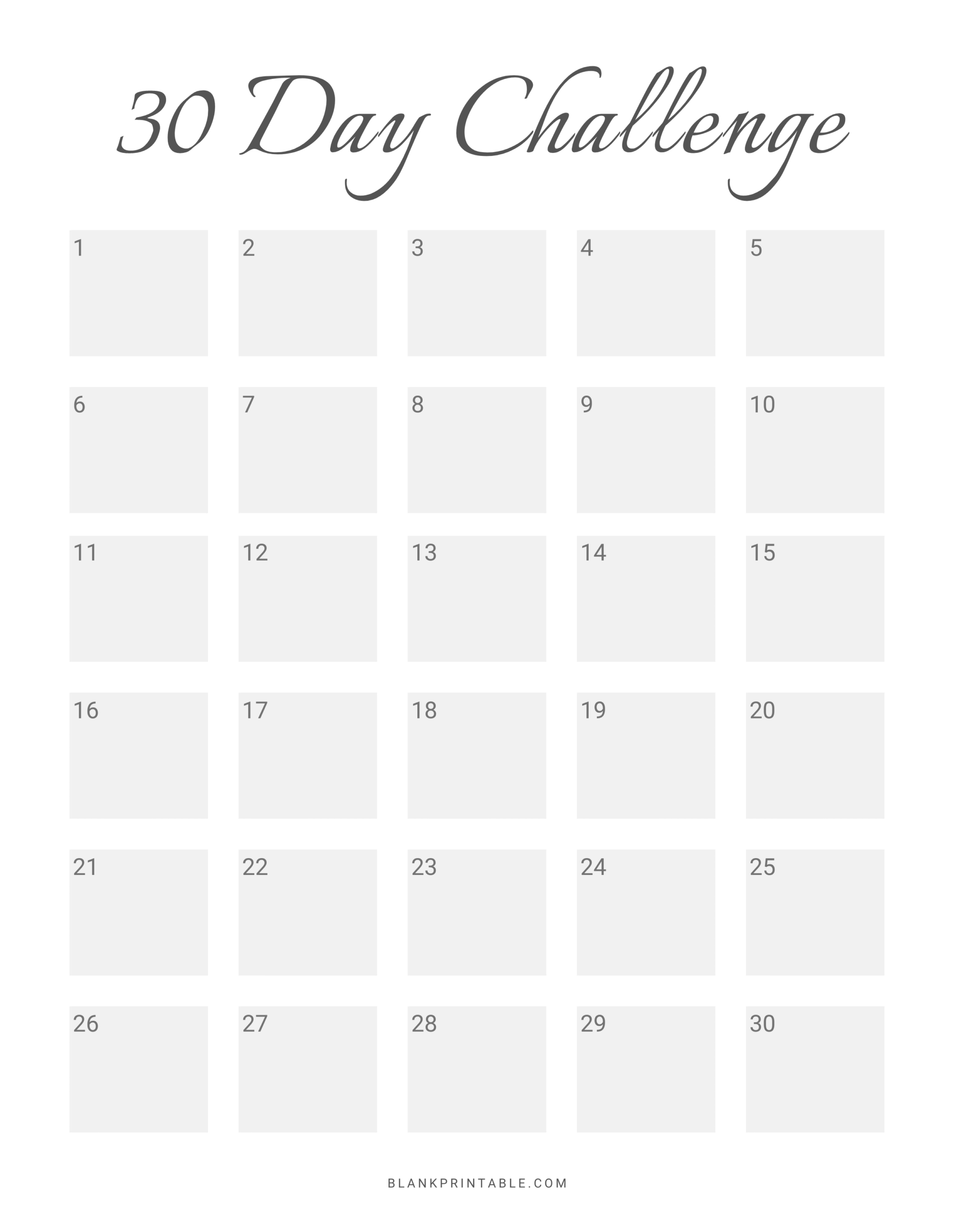 Free Printable 30 Day Challenge Calendar Template Medium