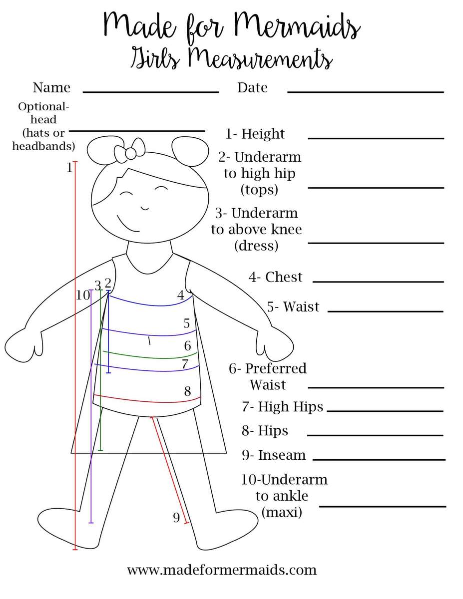FREE Printable Blank Measurement Chart For Adults Youth Printable Body Measurement Sewing Guide Etsy