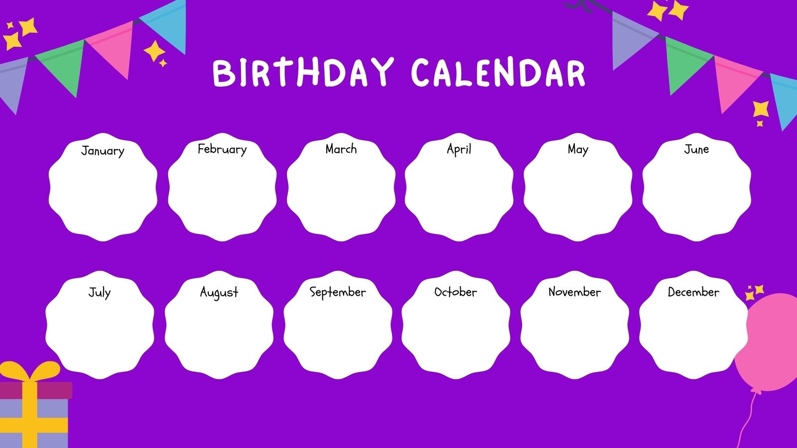 Free Printable Customizable Birthday Calendar Templates Canva For Classroom Birthday 12 Free PDF Printables Printablee