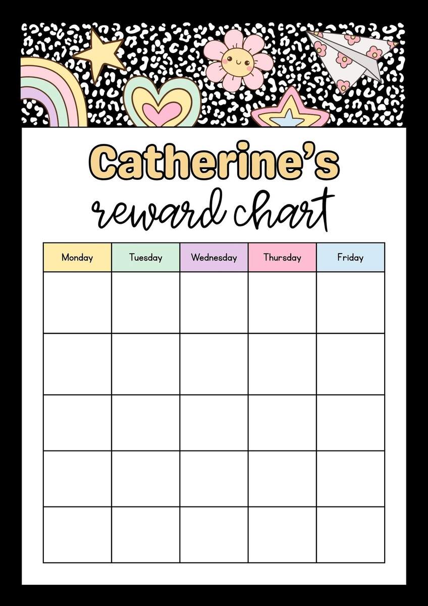 Free Printable Customizable Reward Chart Poster Templates Canva Sticker Reward Chart Free Printable Printable Party Favors