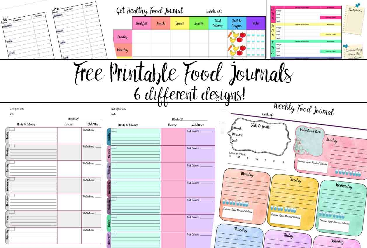 Free Printable Food Journal 6 Different Designs Free Printable Food Diary Template