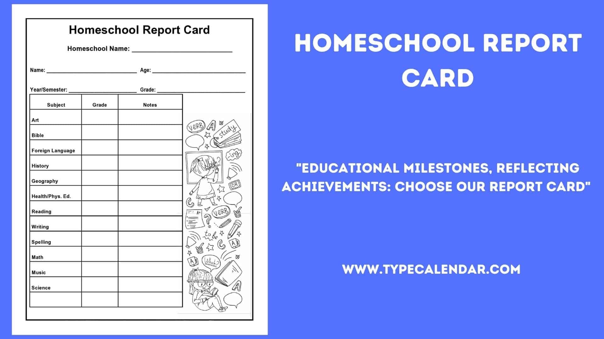 Free Printable Homeschool Report Card Templates Word Excel PDF