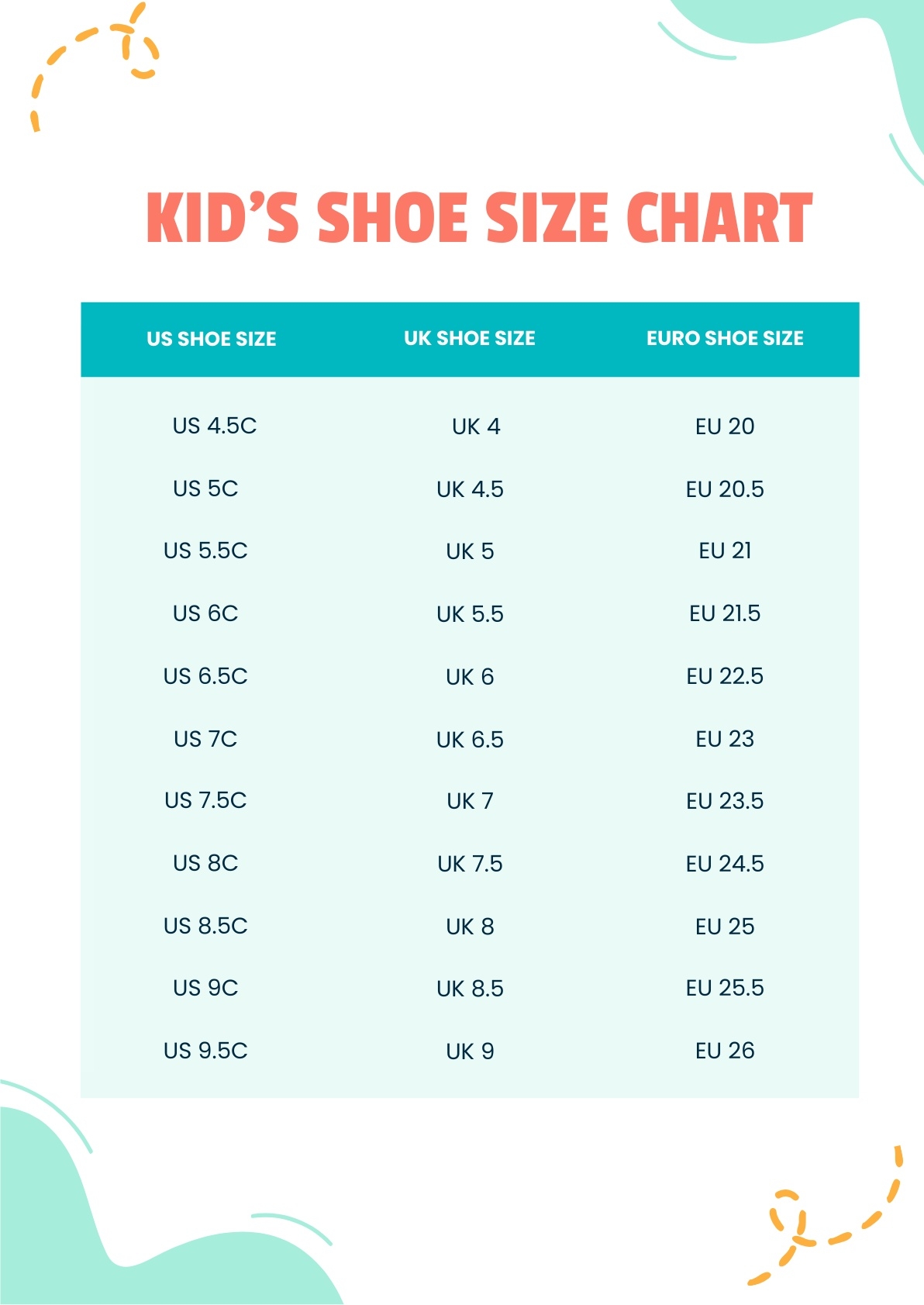 Free Printable Kids Foot Chart Chart Kids Shoe Size Template Printable International Shoe Size Free Printable Kids Foot Chart Chart Kids Shoe Size Template Printable International Shoe Size