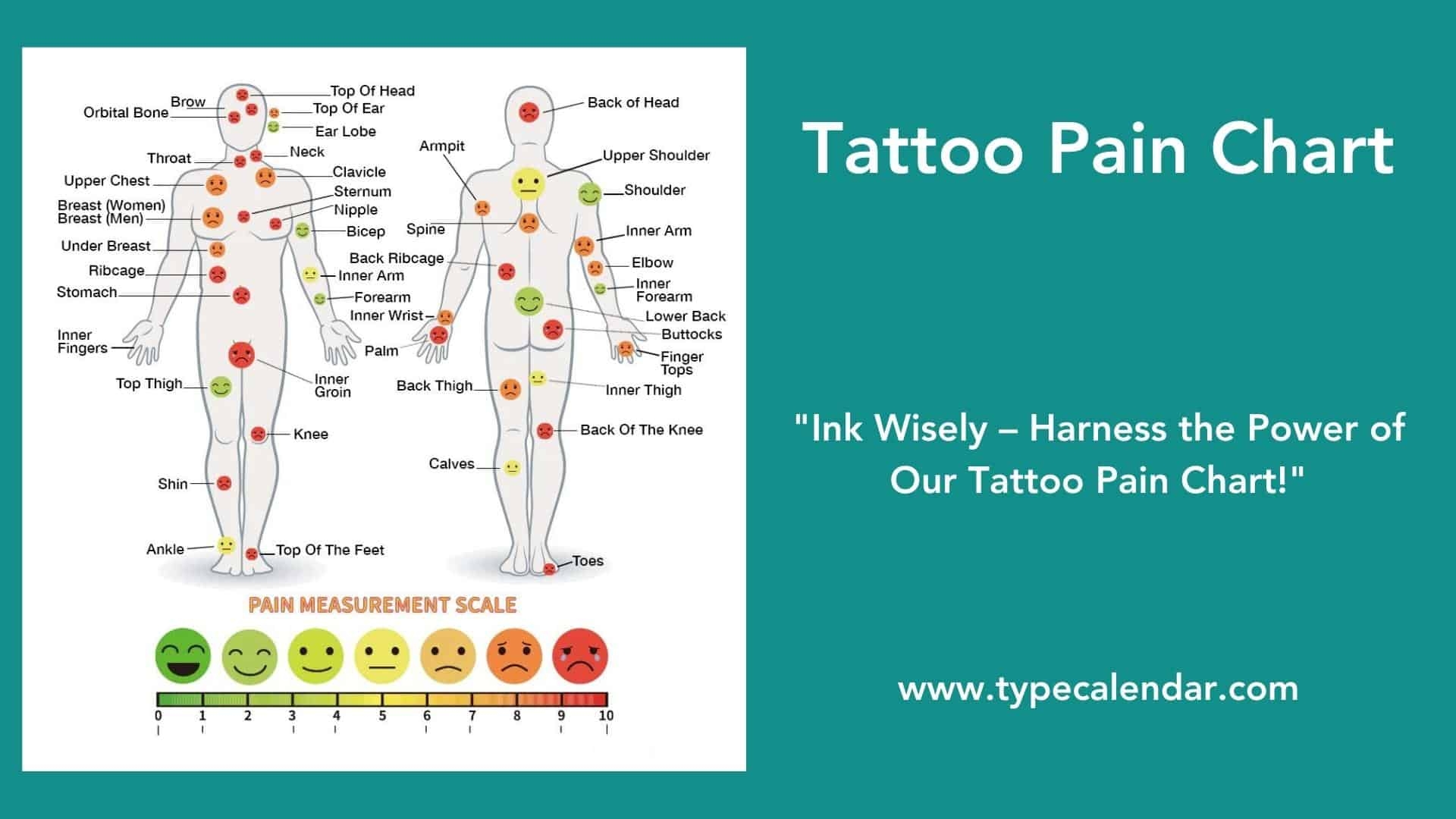 Free Printable Tattoo Pain Charts 1 10 For Female Men Chest Leg Ear Wrist Body Pain Diagram And Pain Rating Sheet Download Printable PDF Templateroller