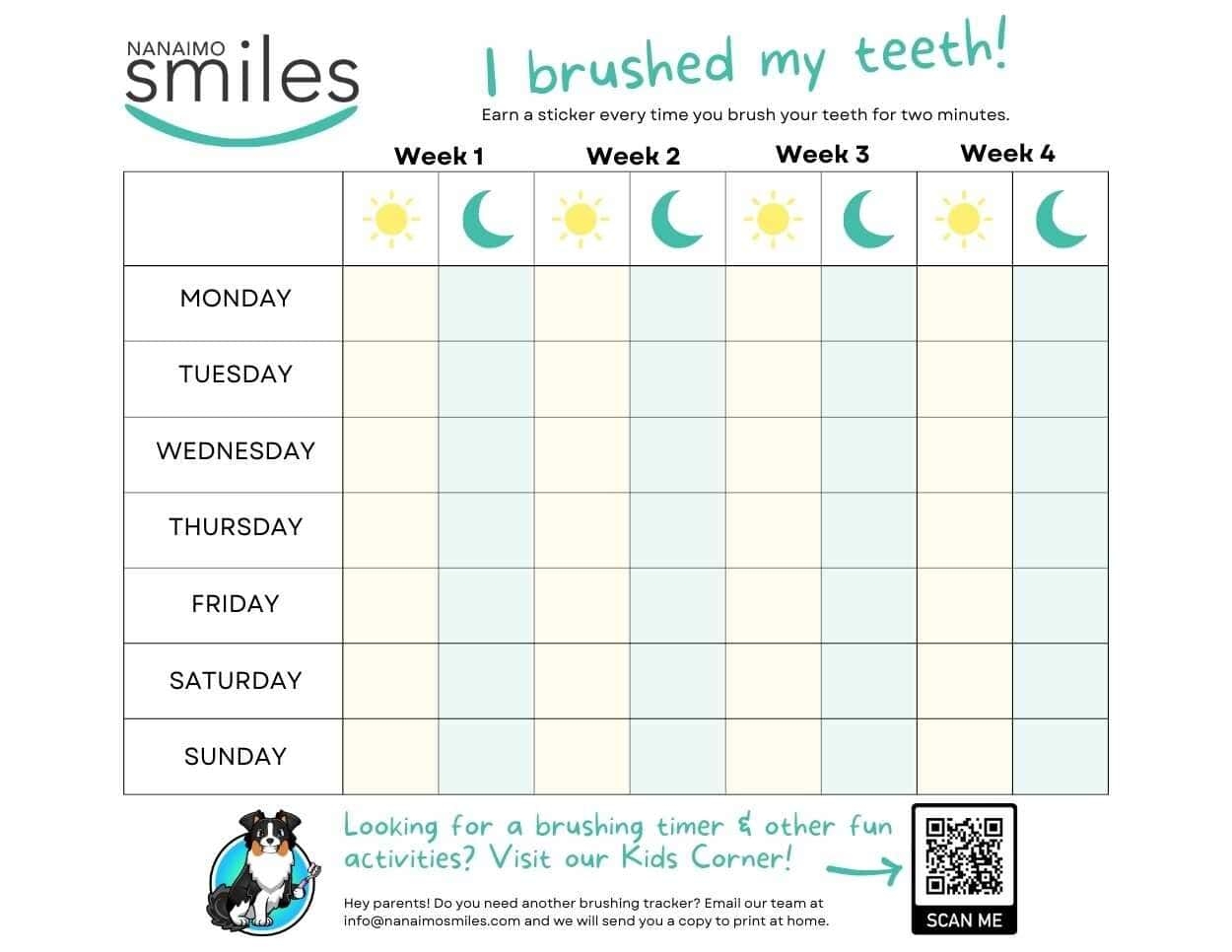 FREE Printable Teeth Brushing Chart For Kids Nanaimo Smiles Dentist FREE Printable Teeth Brushing Chart For Kids Nanaimo Smiles Dentist
