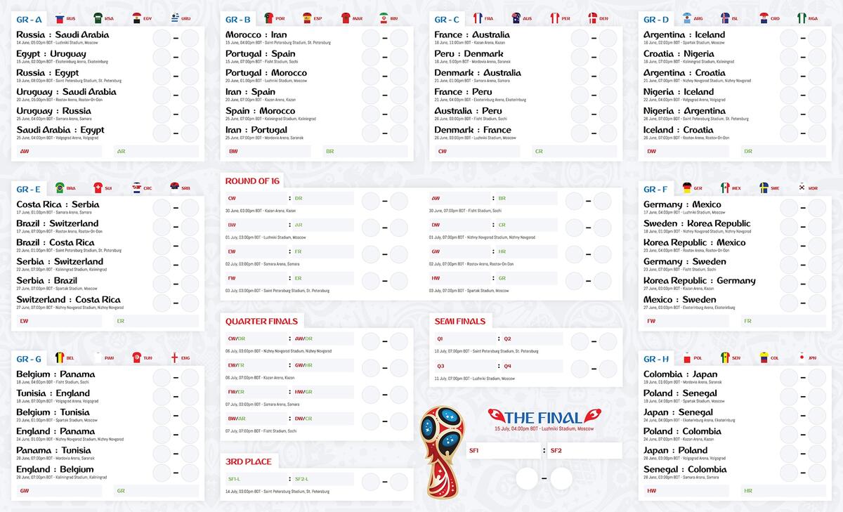 Freebie FIFA World Cup Russia 2018 Wall Chart 4 Images Behance FIFA World Cup Wall Chart Template In Illustrator PDF Download Template