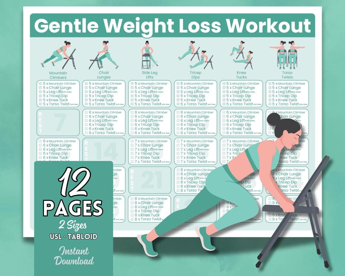 Gentle Weight Loss Chair Workout Poster 30 Day Senior Challenge Printable Digital Download Etsy Gentle Weight Loss Chair Workout Poster 30 Day Senior Challenge Printable Digital Download Etsy