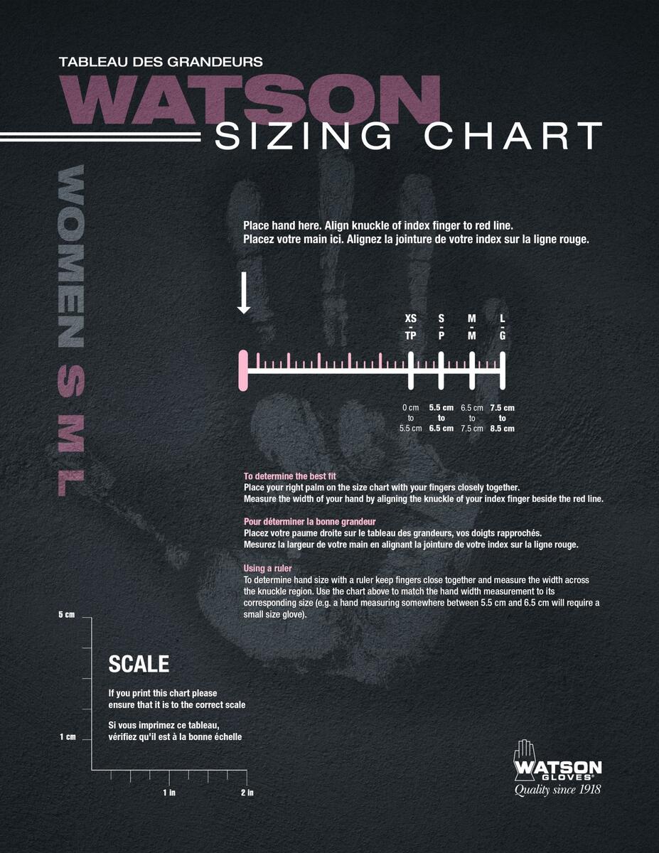 Glove Sizing Chart Watson Gloves